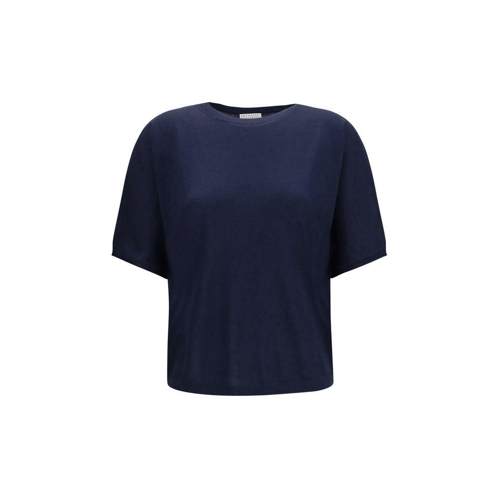 Brunello Cucinelli Blue Cashmere Sleeveles Sweater Brunello Cucinelli