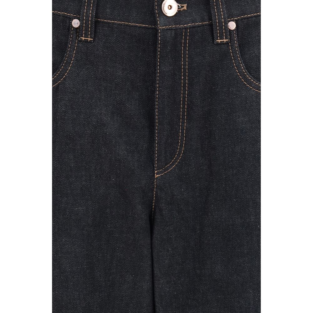 Brunello Cucinelli Blue Cotton Straight-Leg Jeans Brunello Cucinelli