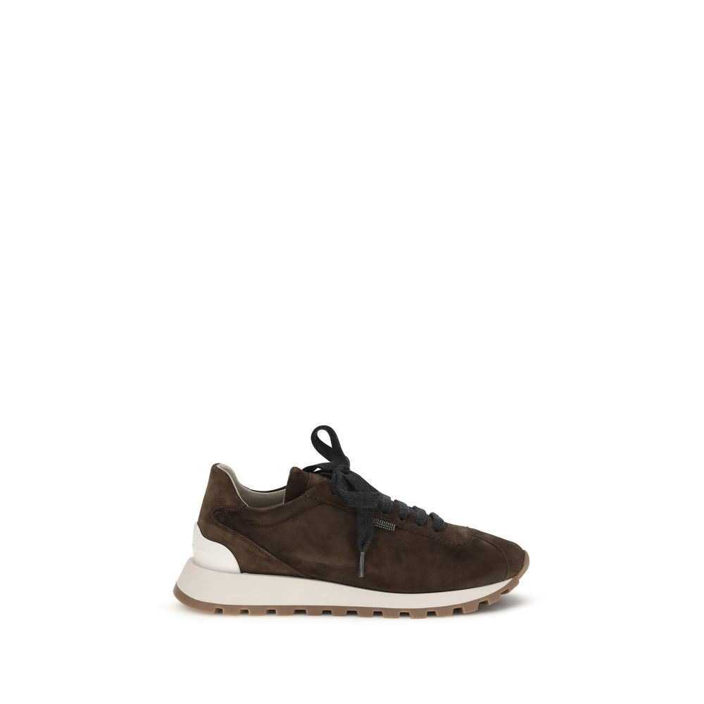 Brunello Cucinelli Brown Calf Leather Bos Taurus Athletic Sneakers Brunello Cucinelli