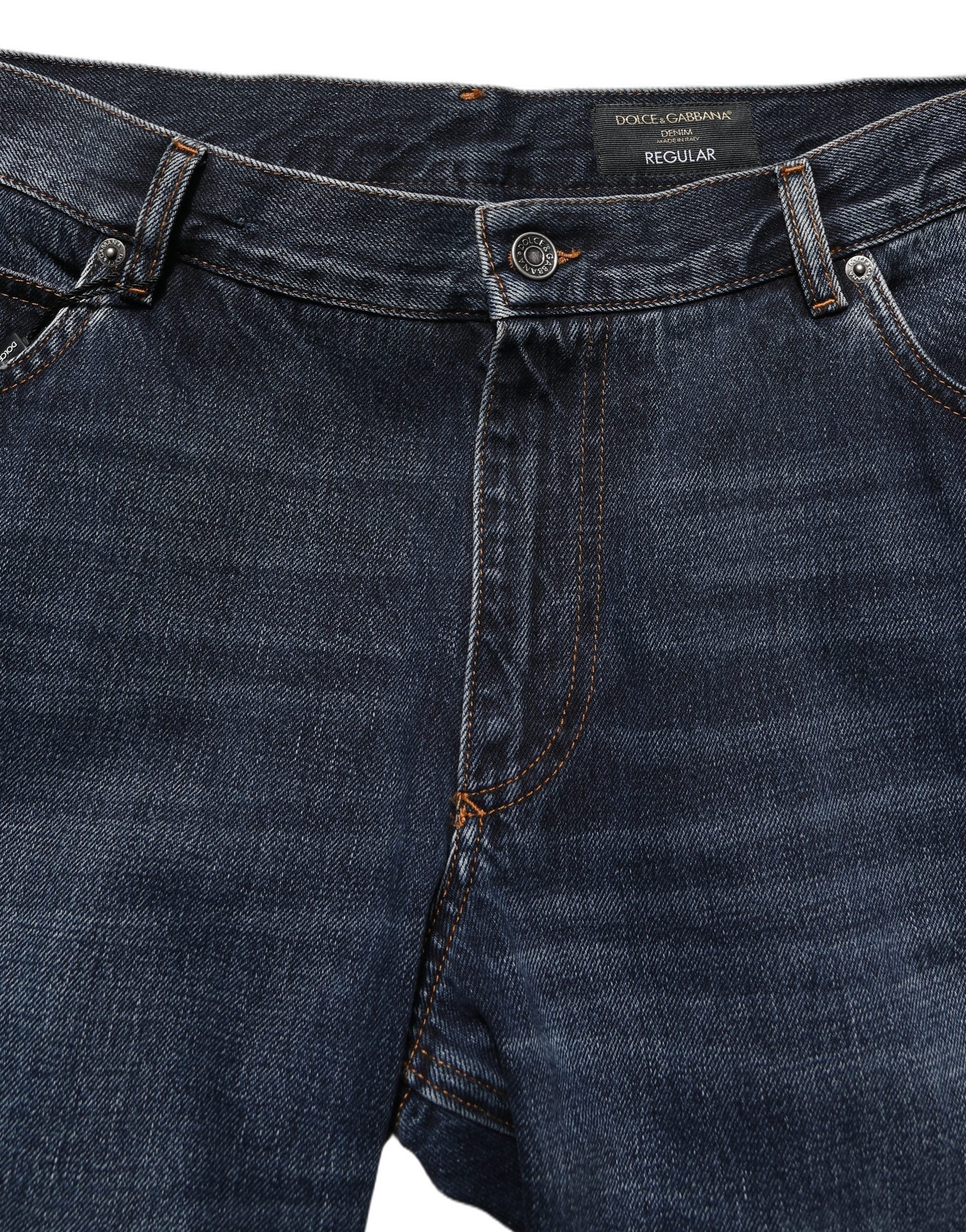 Dolce & Gabbana Dark Blue Washed MidWaist Straight Denim Jeans Dolce & Gabbana