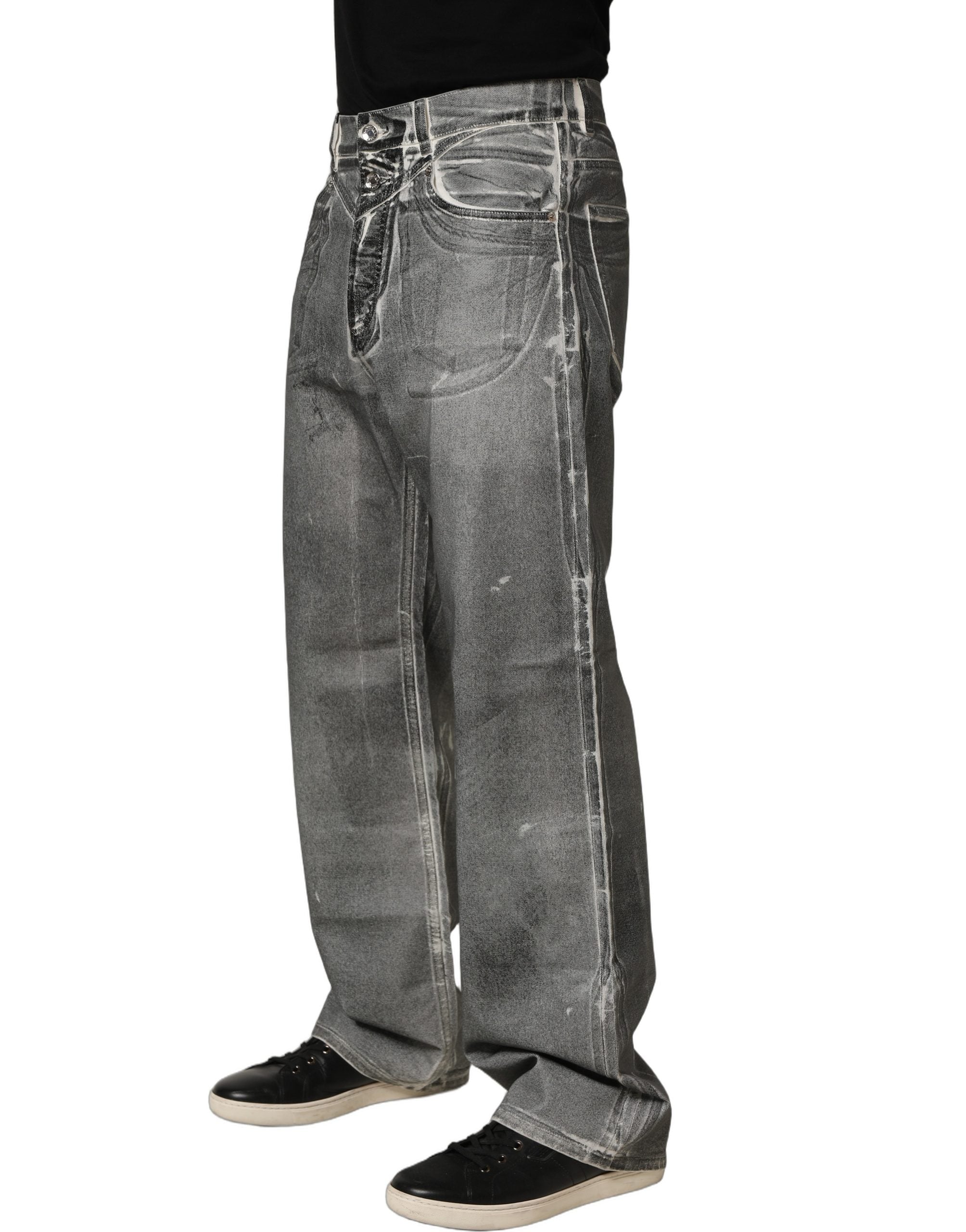 Dolce & Gabbana Grey Washed Mid Waist Straight Denim Jeans Dolce & Gabbana