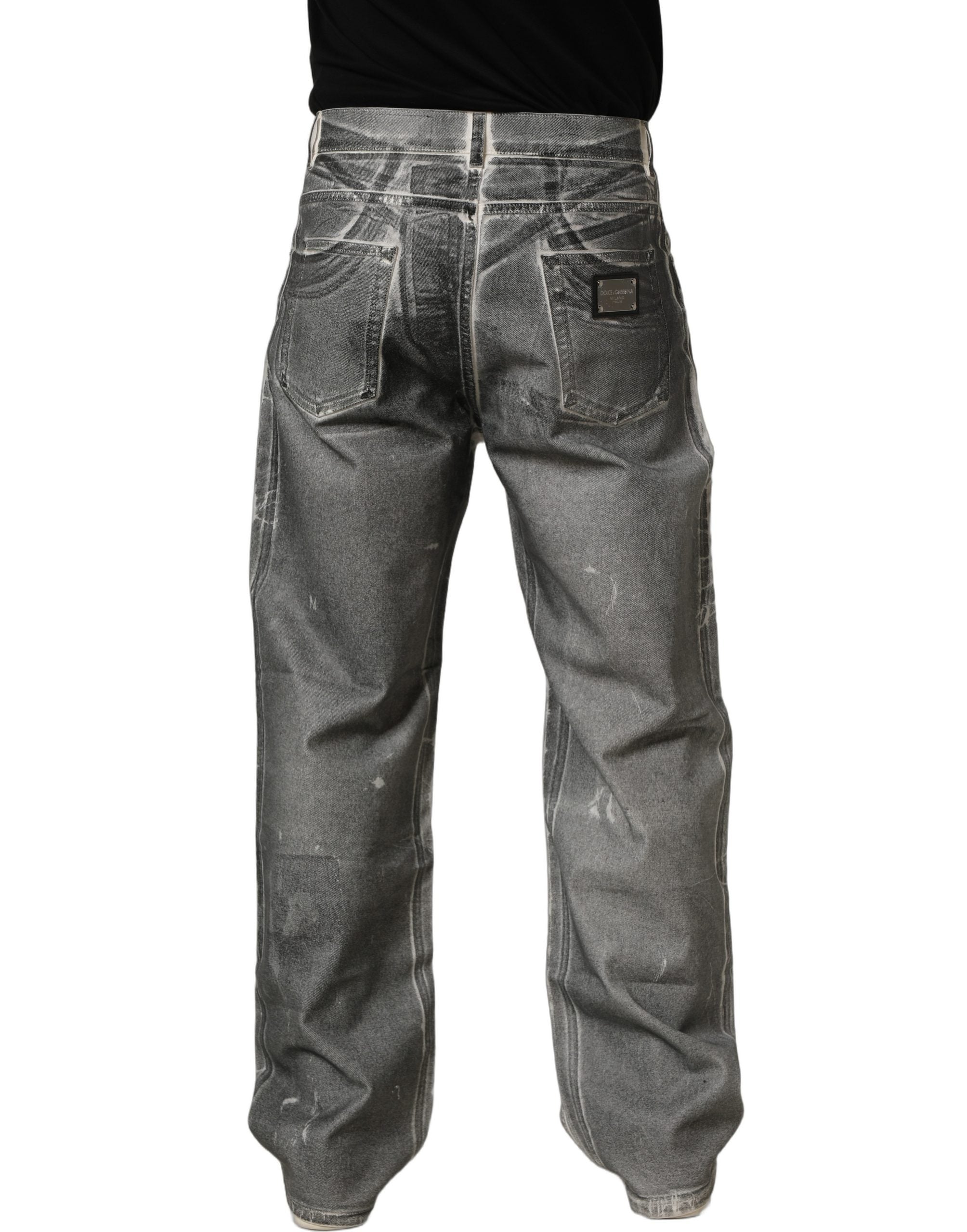 Dolce & Gabbana Grey Washed Mid Waist Straight Denim Jeans Dolce & Gabbana