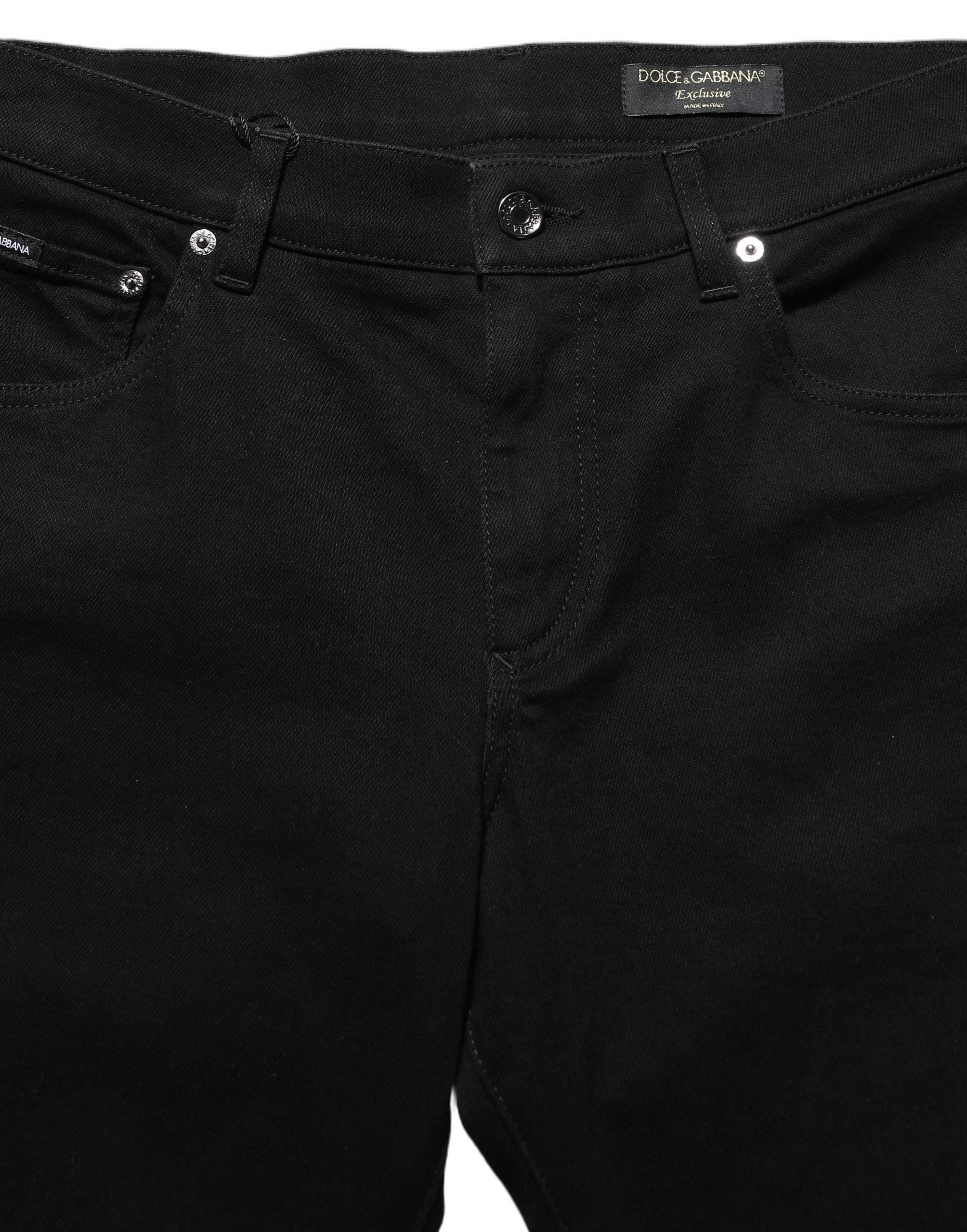 Dolce & Gabbana Black Heraldic Embroidered Skinny Denim Jeans Dolce & Gabbana