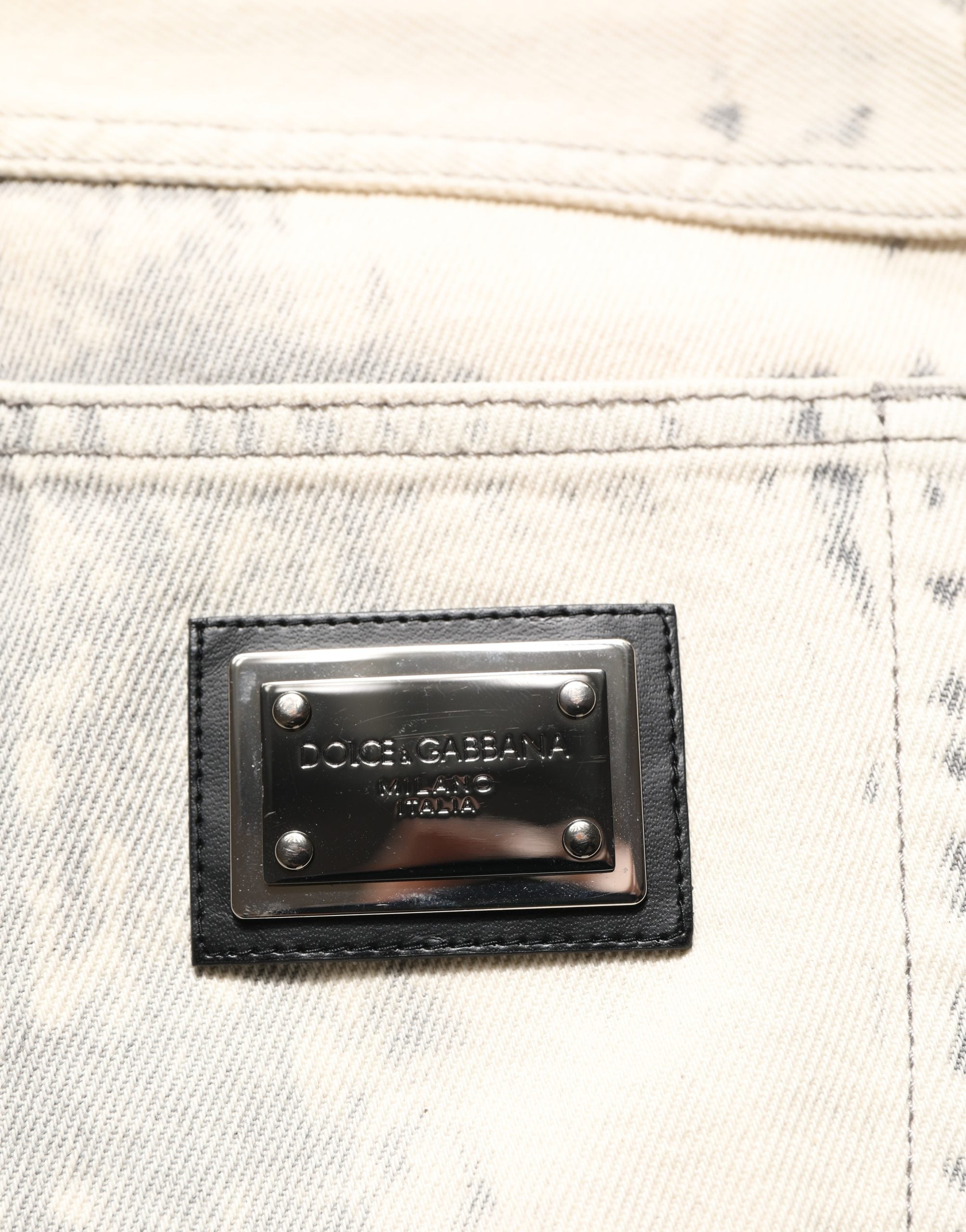 Dolce & Gabbana Beige Tie Dye Cotton Straight Men Denim Jeans Dolce & Gabbana