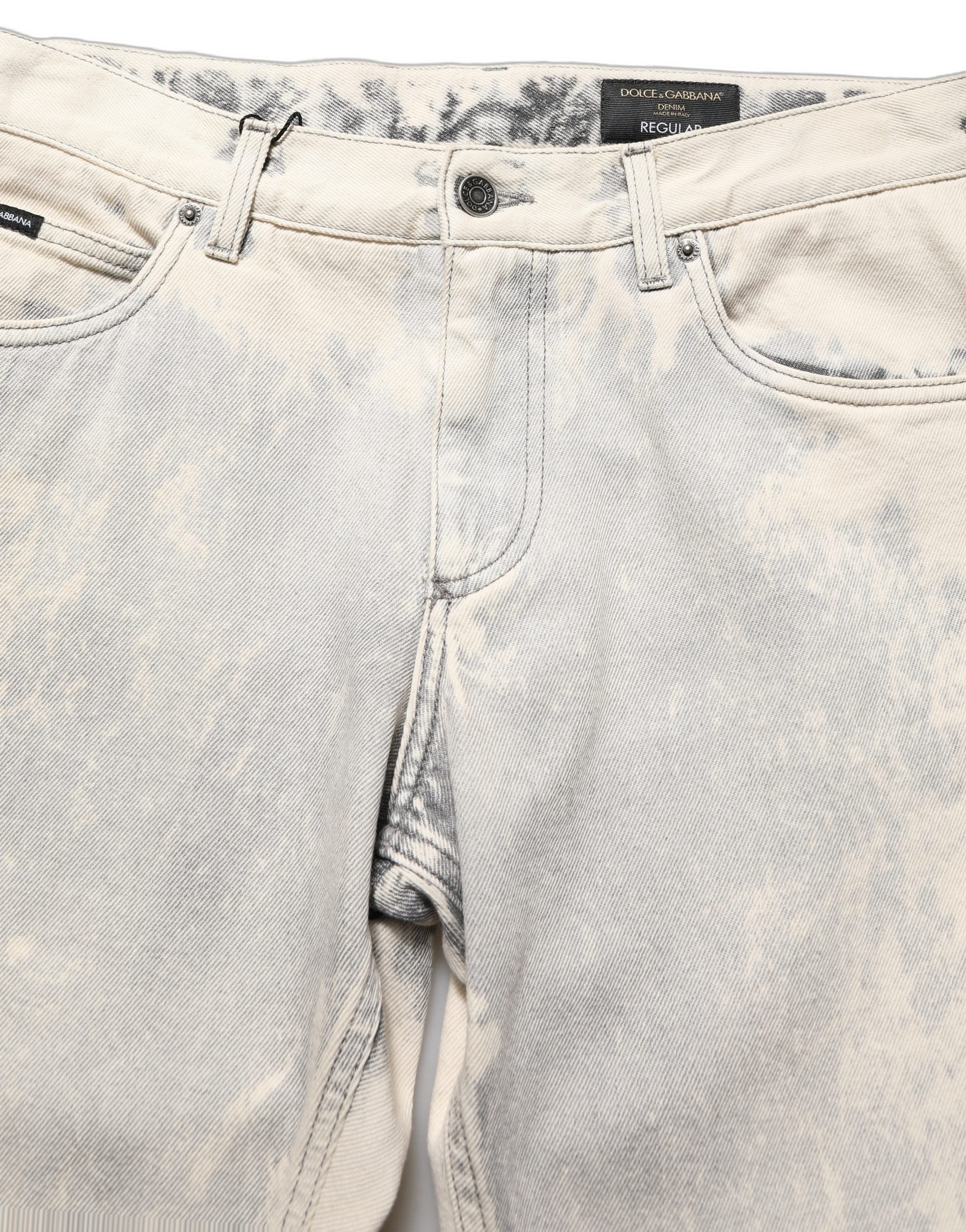 Dolce & Gabbana Beige Tie Dye Cotton Straight Men Denim Jeans Dolce & Gabbana