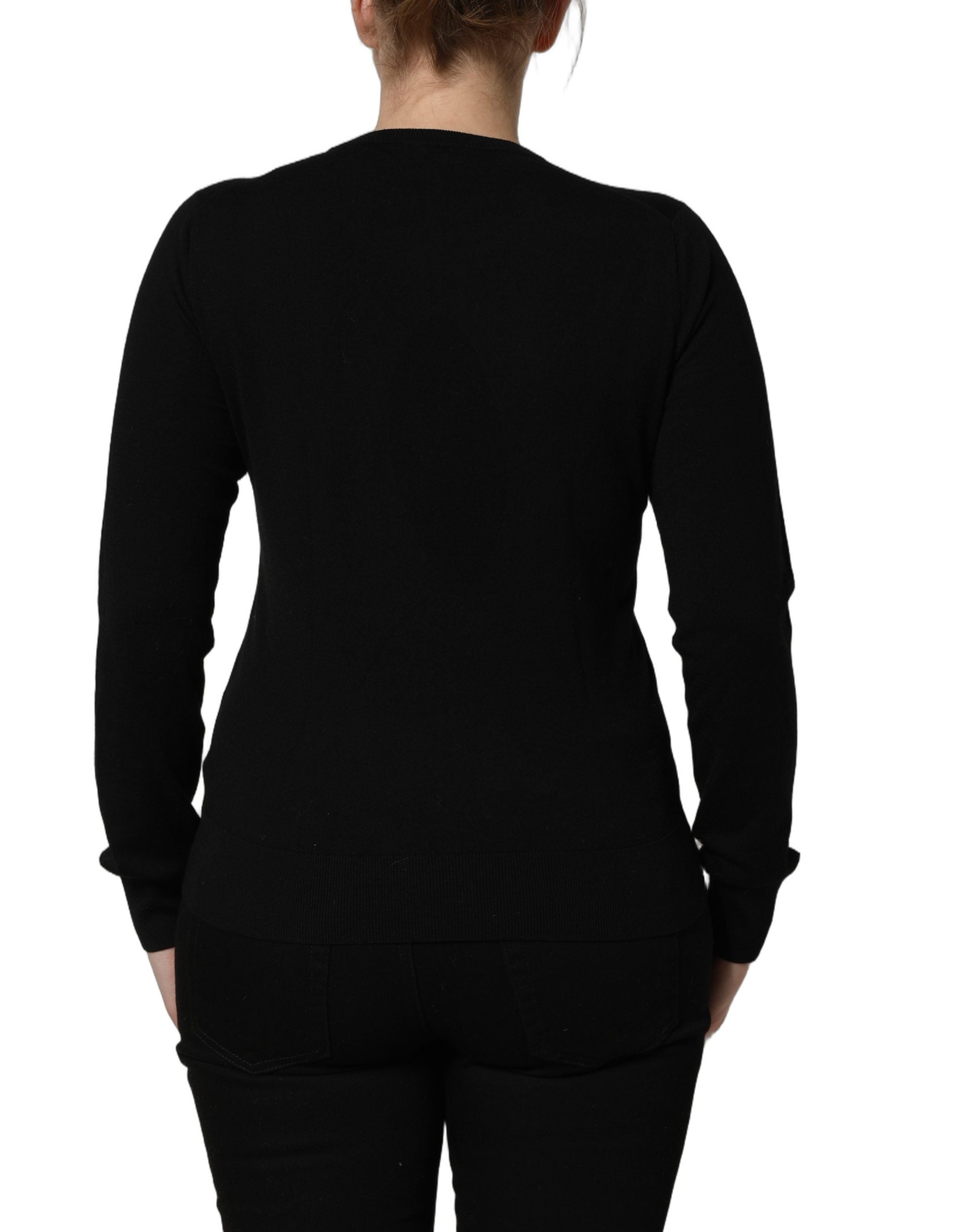 Dolce & Gabbana Black Angels Wool Crew Neck Pullover Sweater Dolce & Gabbana