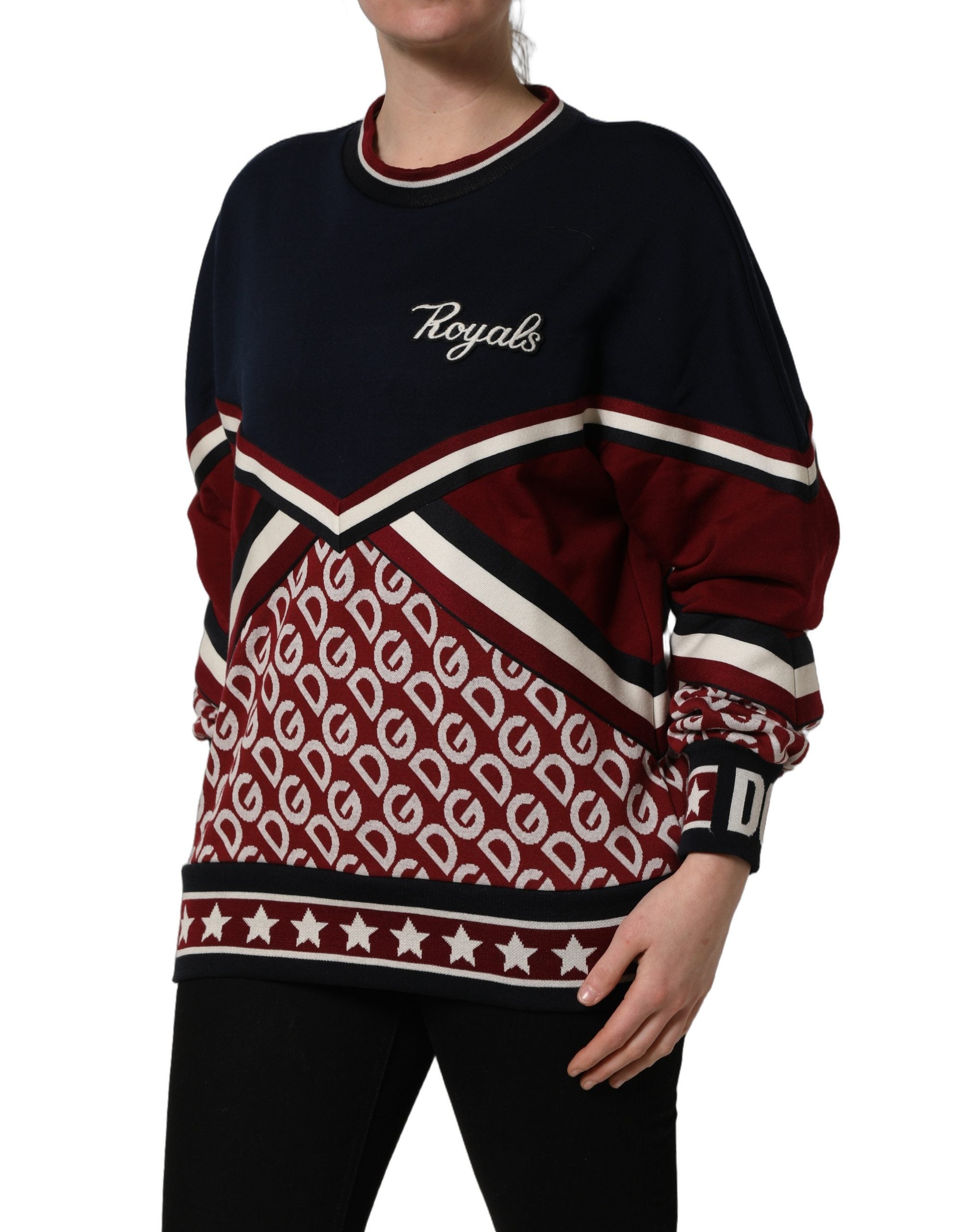 Dolce & Gabbana Blue Red Paneled 'Royals' Patch Sweatshirt Sweater Dolce & Gabbana