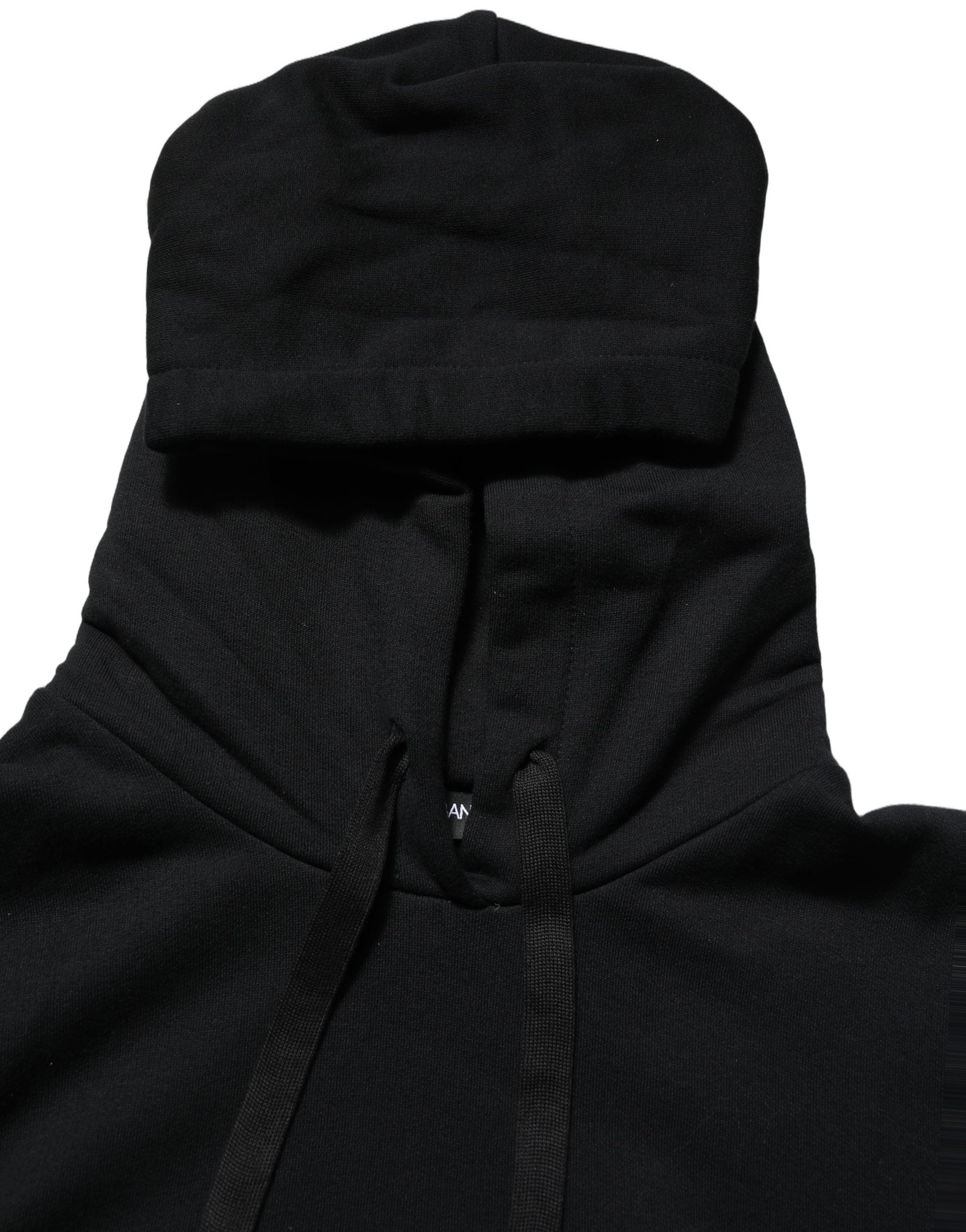 Dolce & Gabbana BlackWhite Appliqué Hooded Sweatshirt Sweater Dolce & Gabbana