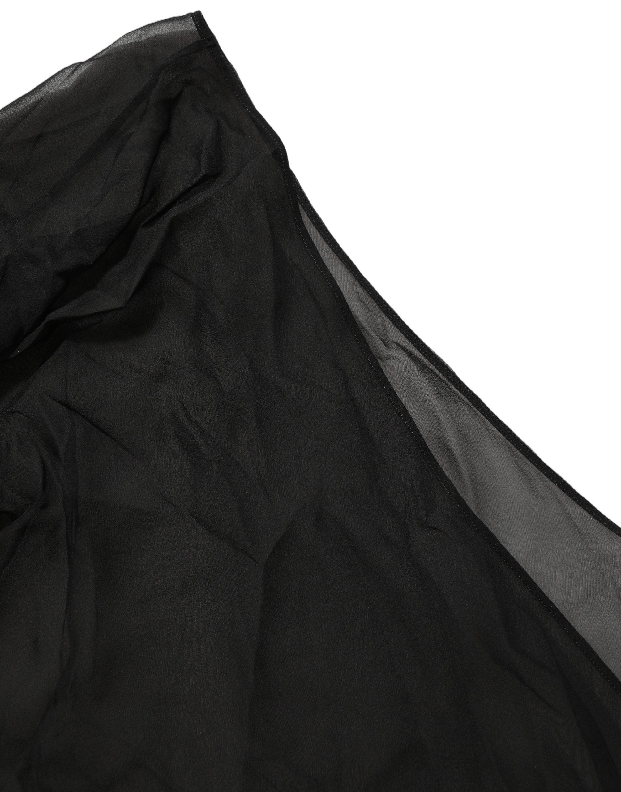 Dolce & Gabbana Black Wrap Sheer Chiffon One Shoulder Top Dolce & Gabbana