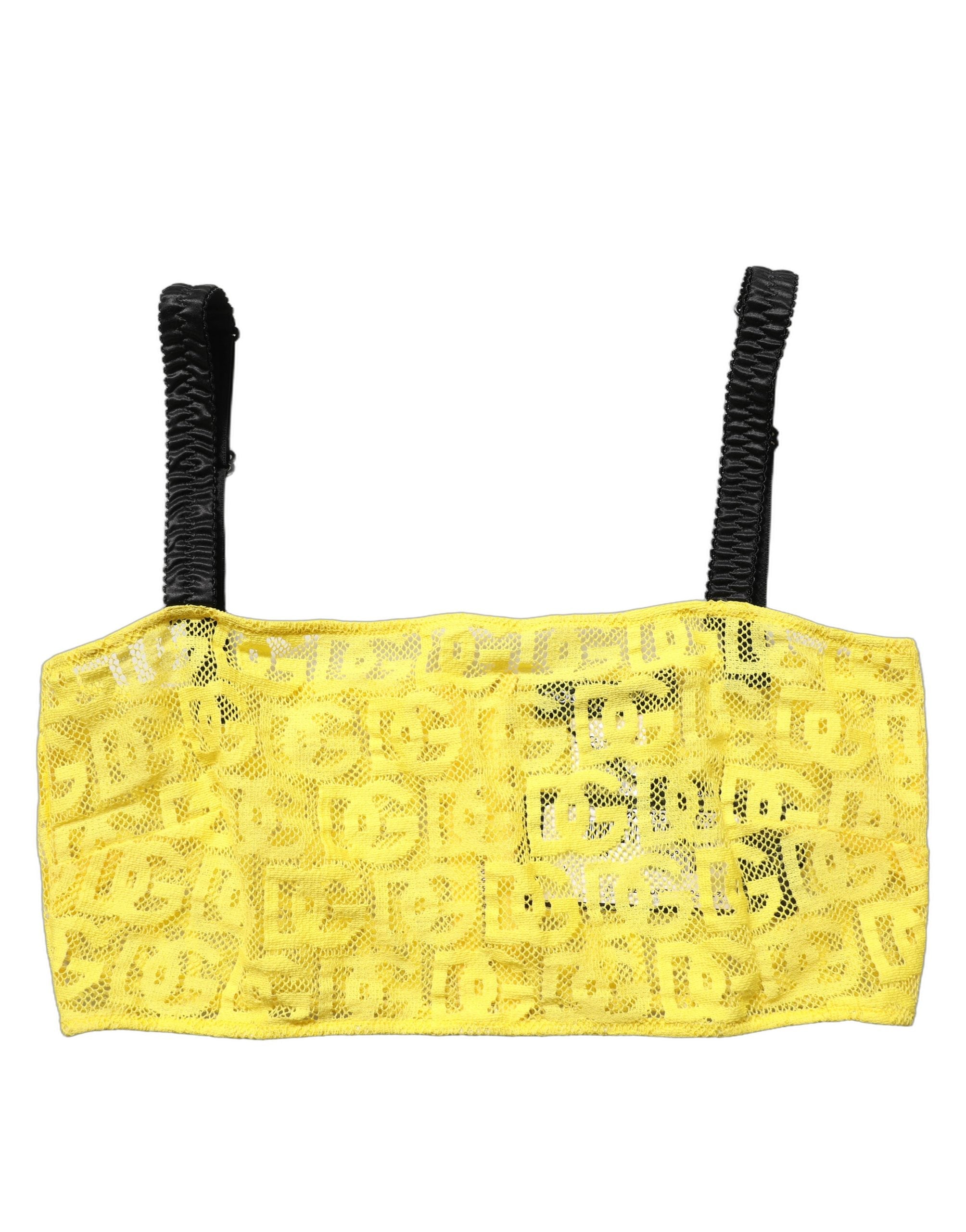 Dolce & Gabbana Yellow Cotton Crepe Chiffon Crop Bralette Top Dolce & Gabbana