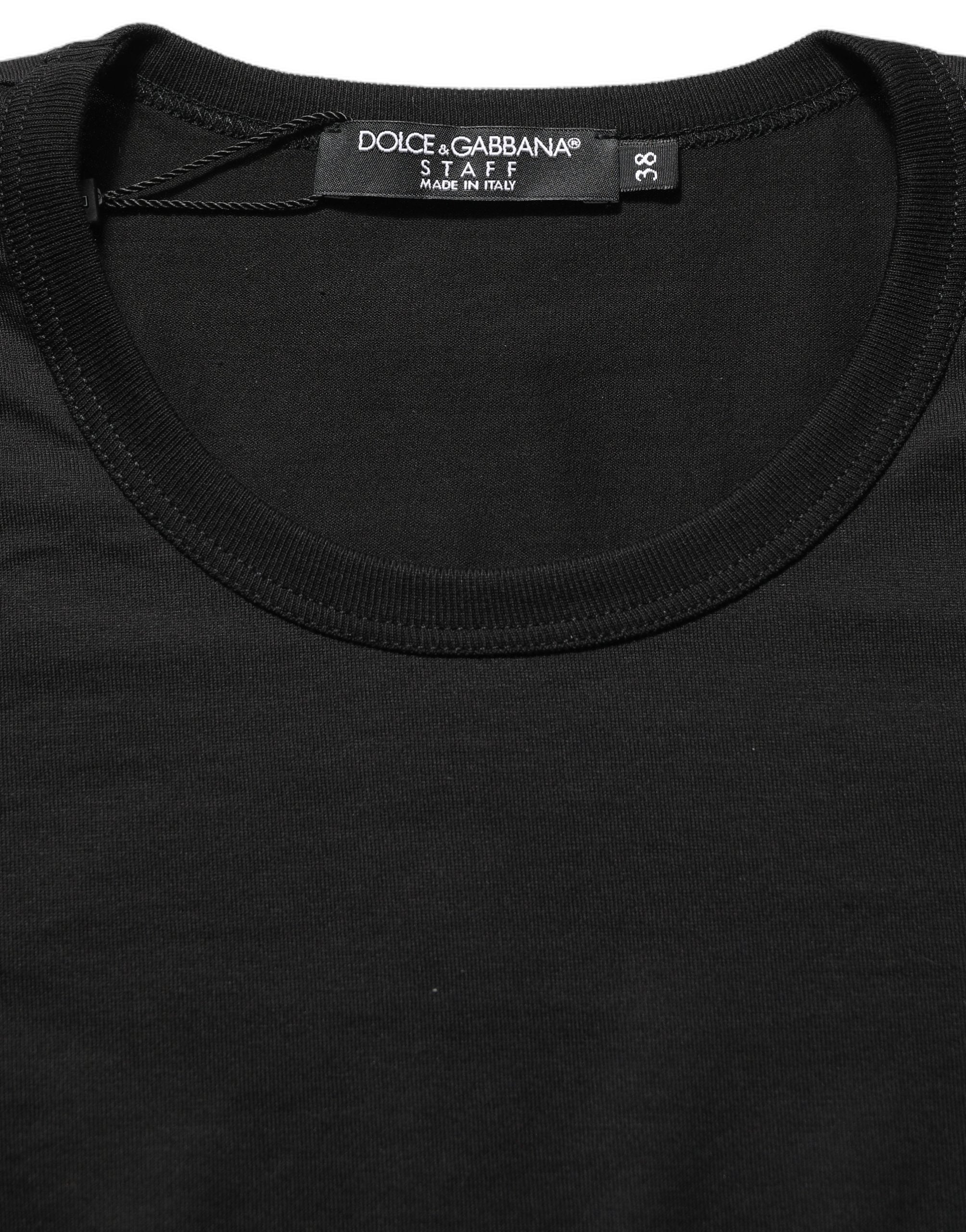 Dolce & Gabbana Black Cotton Round Neck Short Sleeve T-shirt Dolce & Gabbana