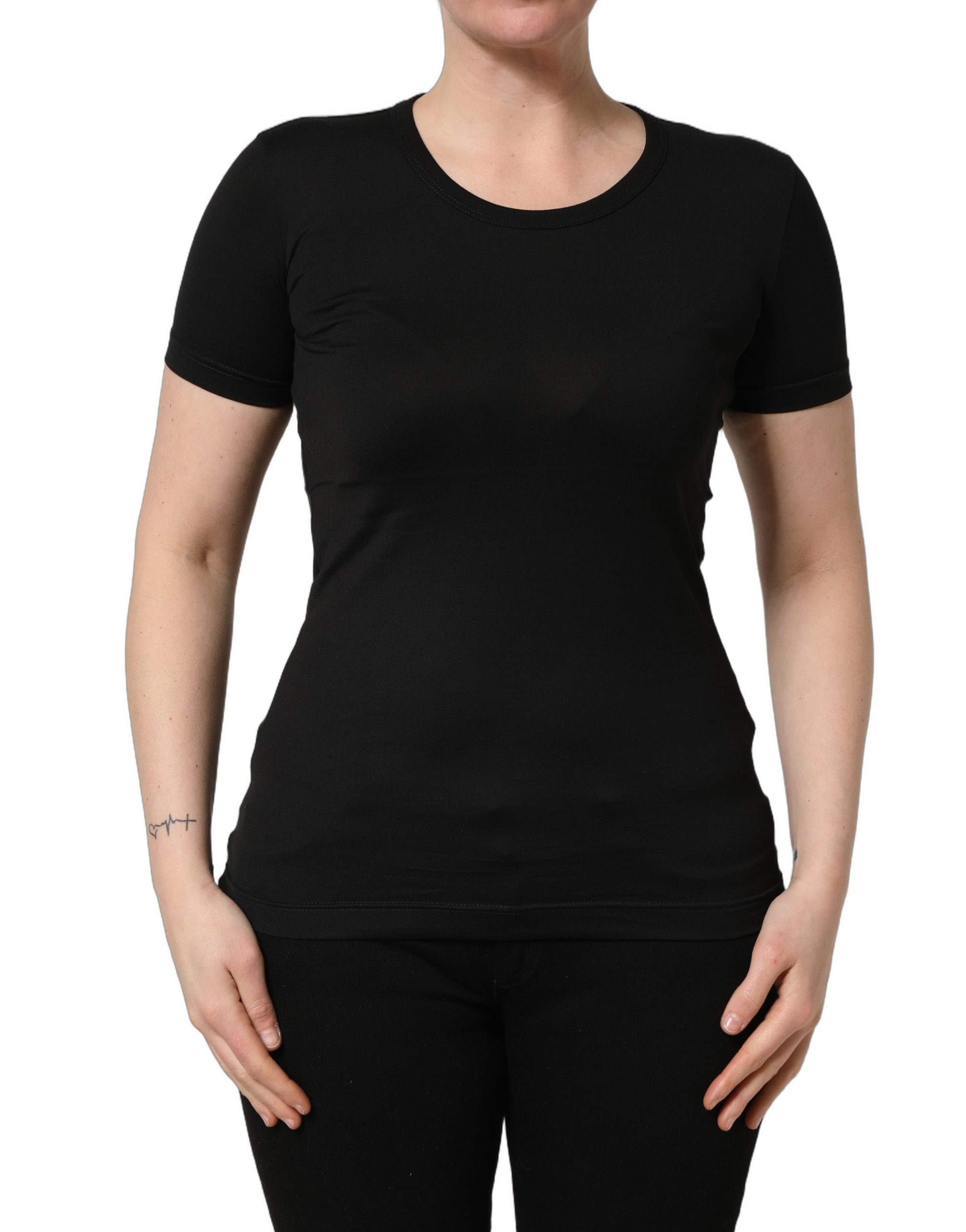 Dolce & Gabbana Black Cotton Round Neck Short Sleeve T-shirt Dolce & Gabbana