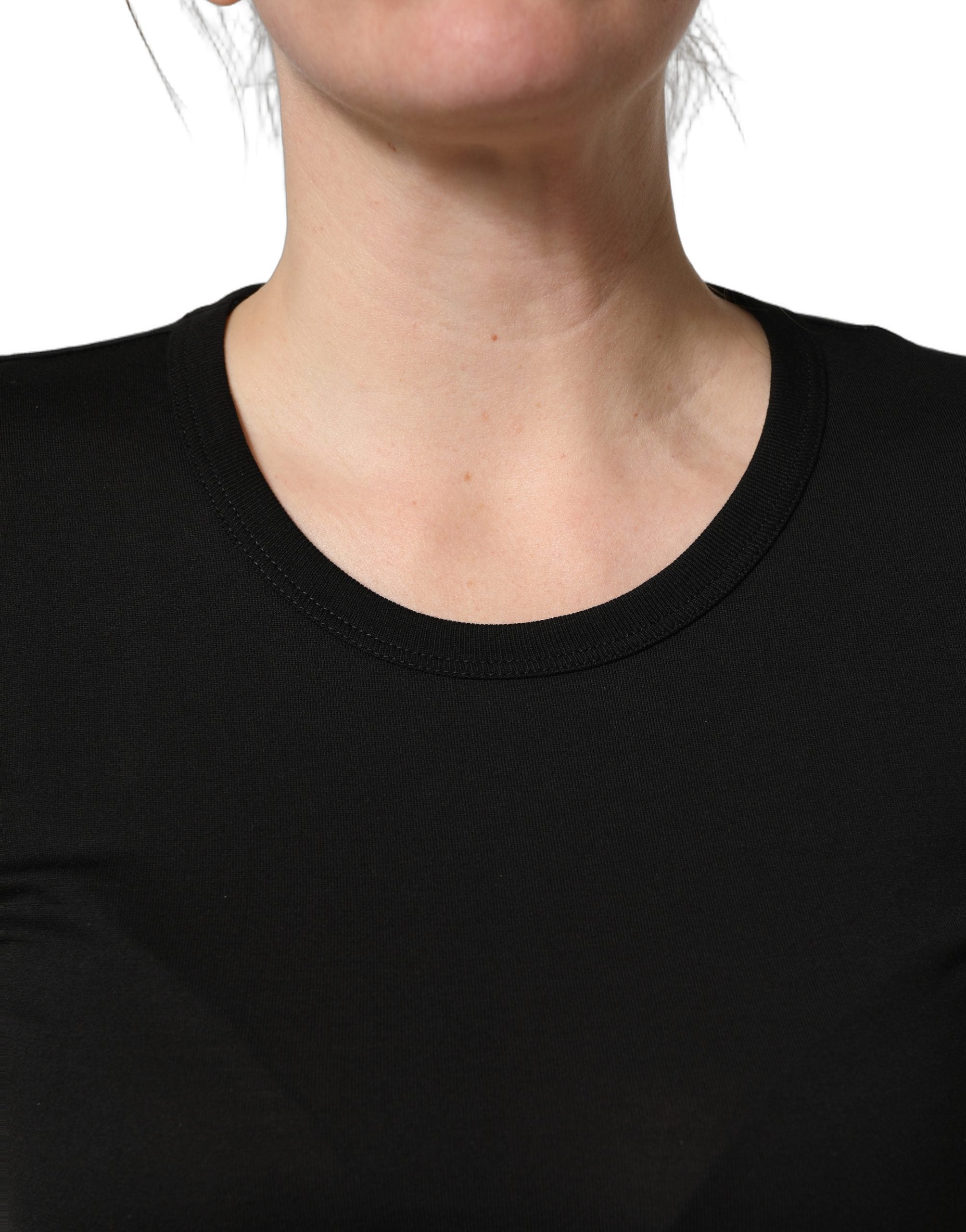 Dolce & Gabbana Black Cotton Round Neck Short Sleeve T-shirt Dolce & Gabbana