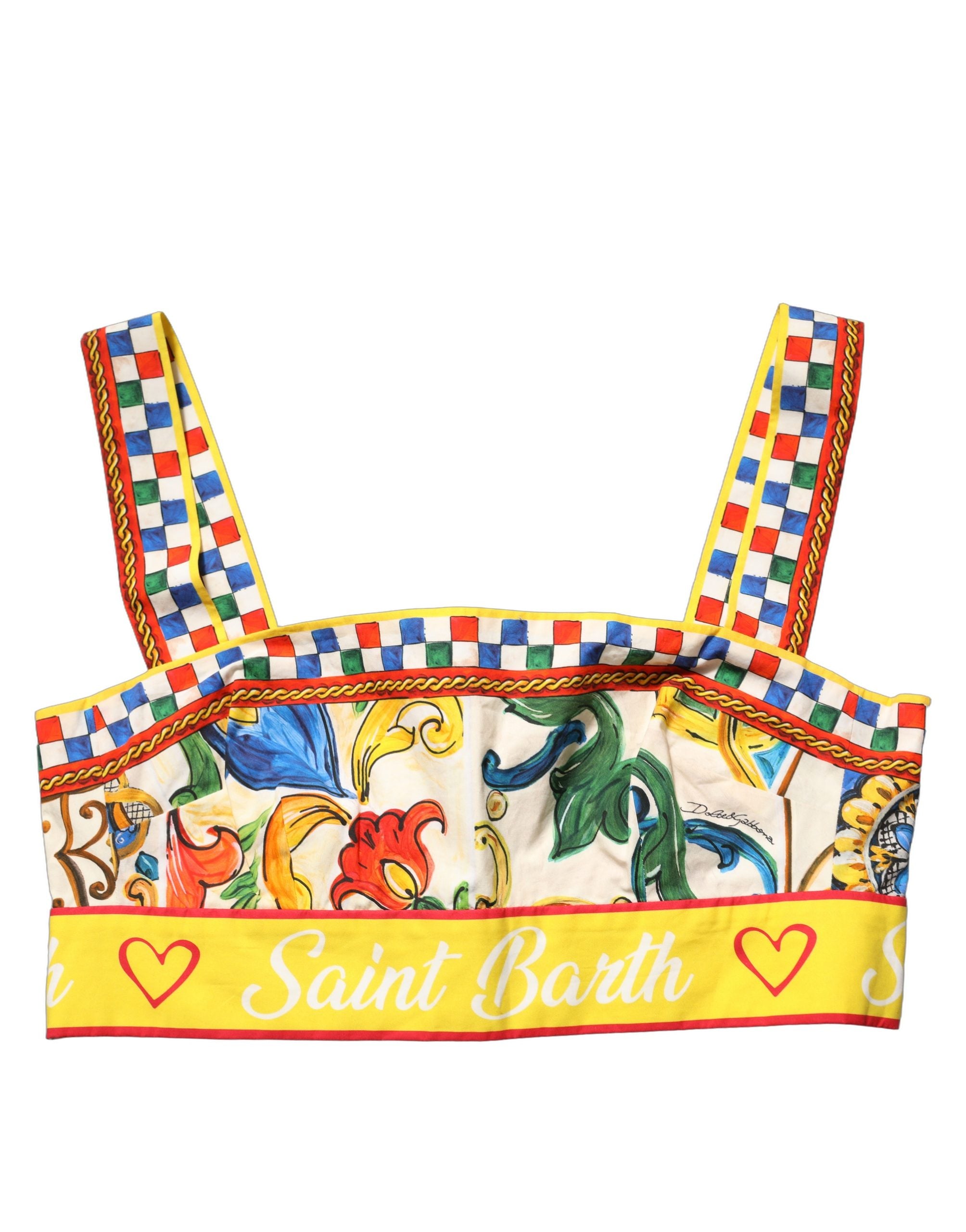 Dolce & Gabbana Multicolor Majolica Print Cotton Crop Top Dolce & Gabbana
