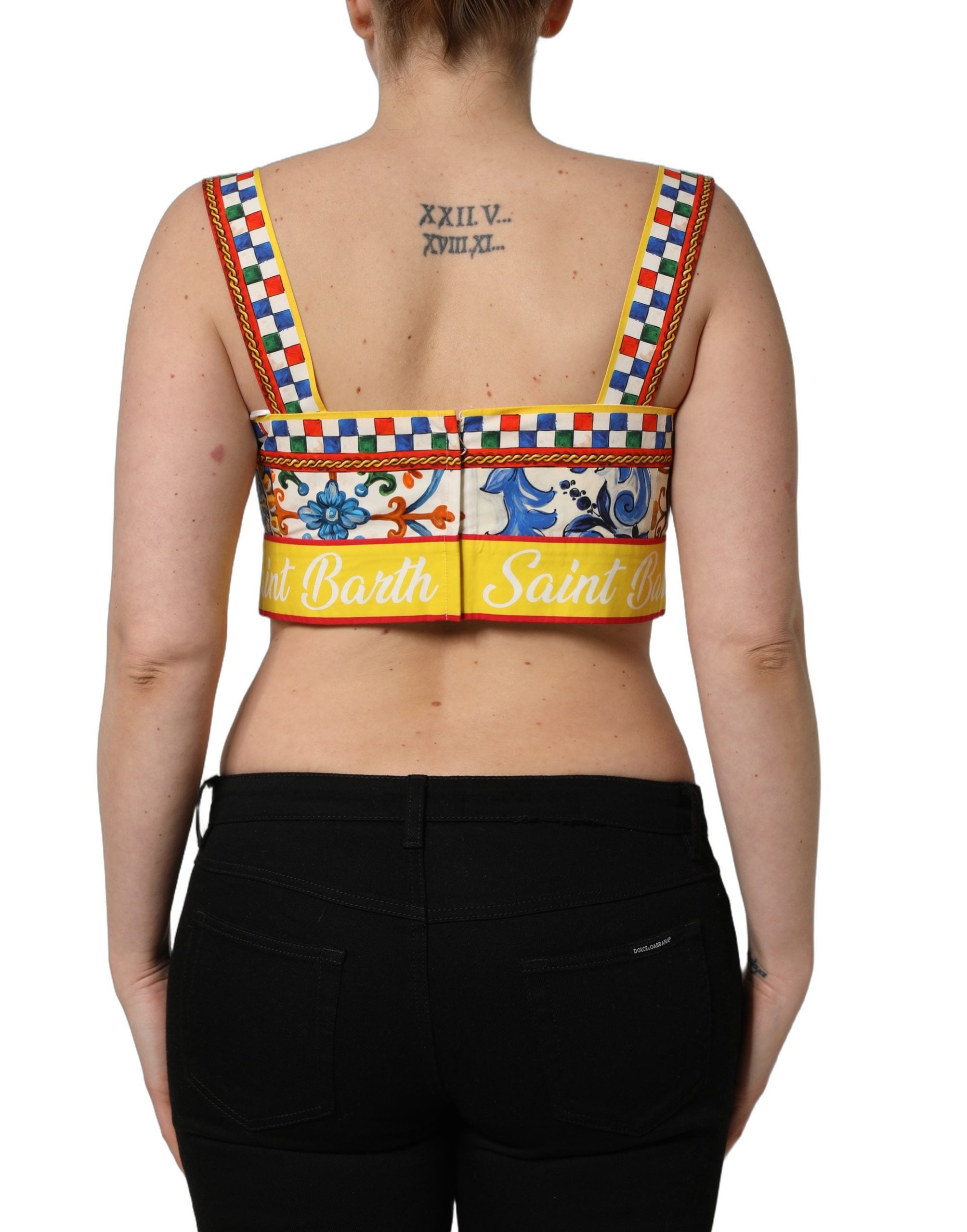 Dolce & Gabbana Multicolor Majolica Print Cotton Crop Top Dolce & Gabbana