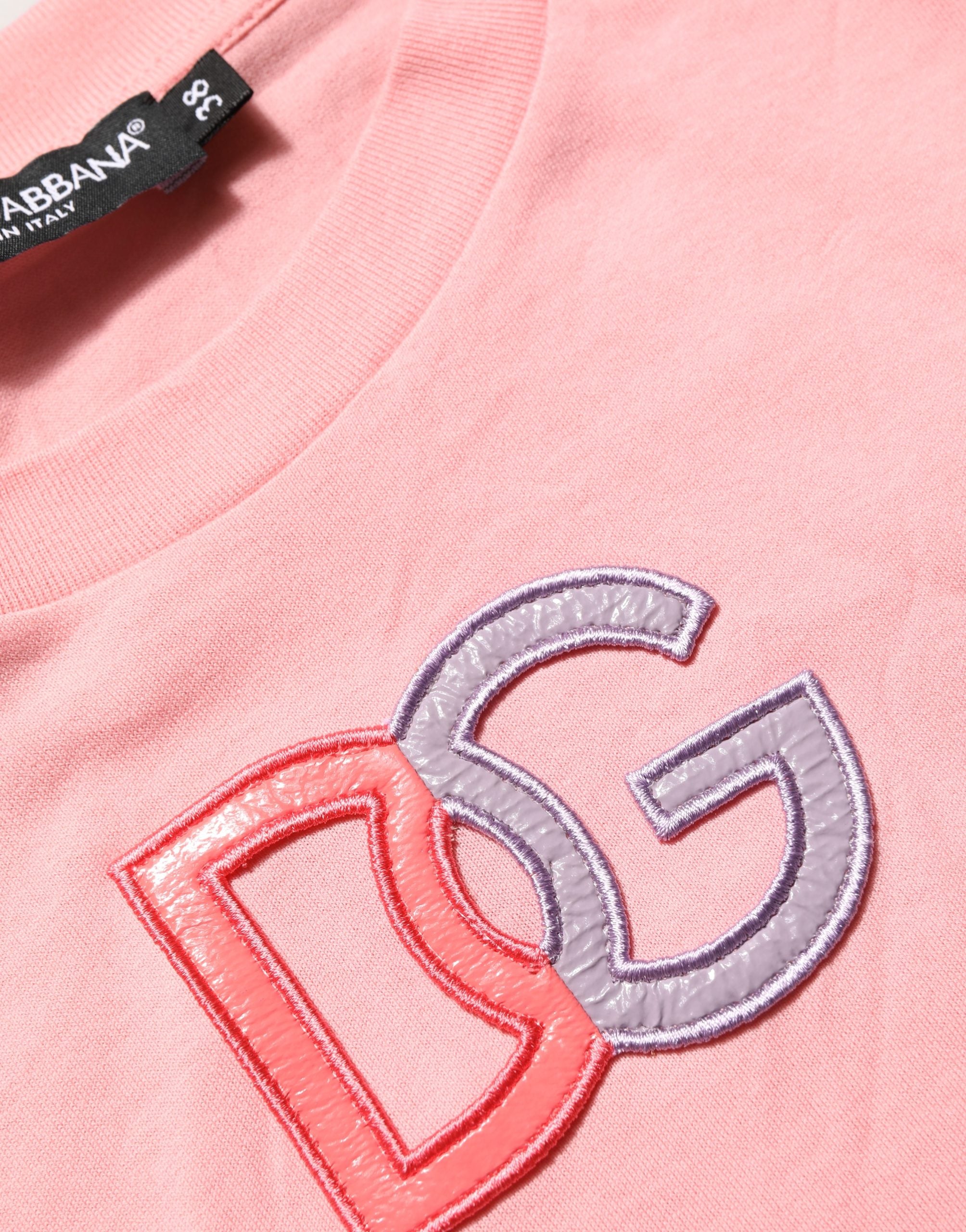 Dolce & Gabbana Pink Cotton DG Logo Round Neck Tank T-shirt Dolce & Gabbana