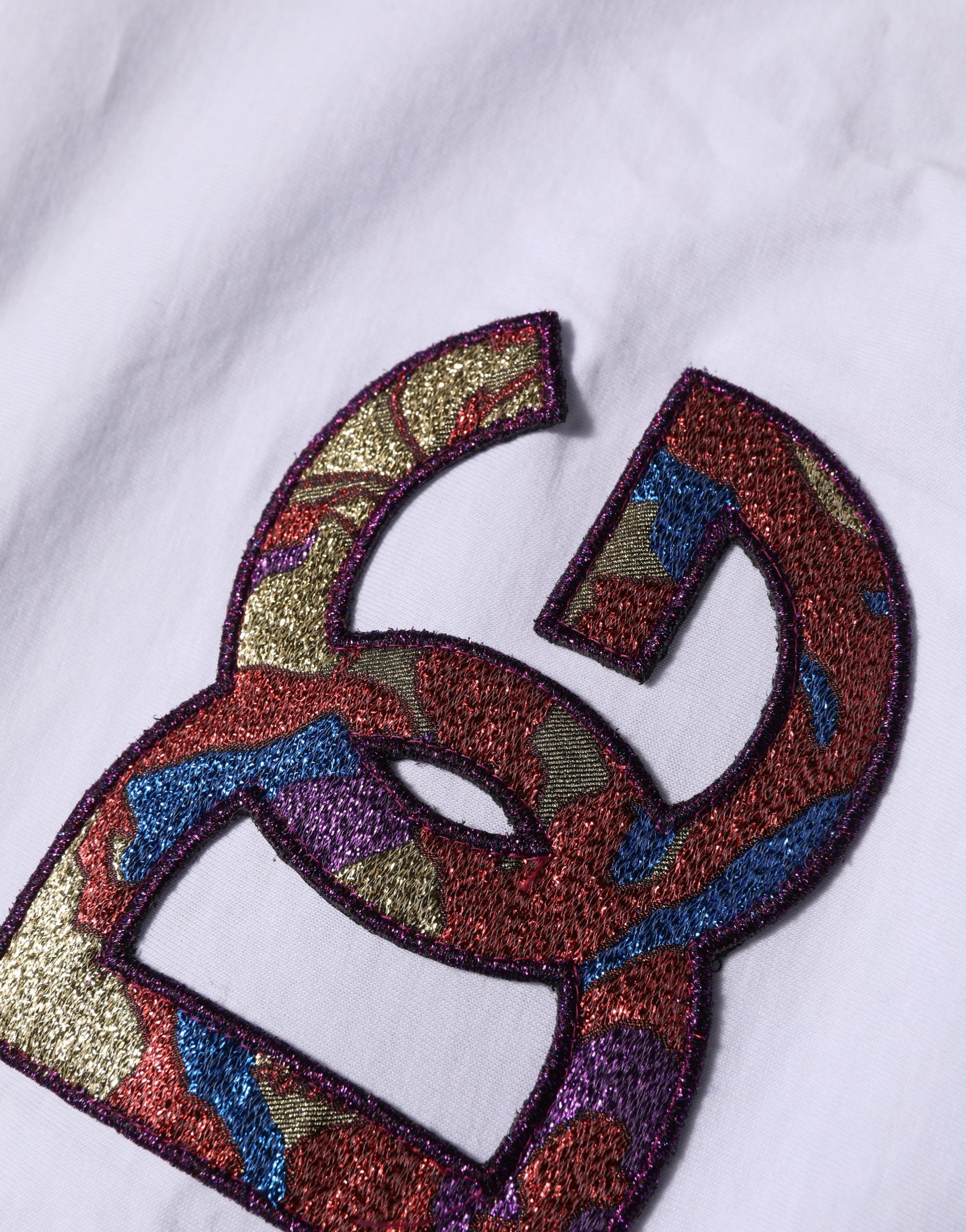 Dolce & Gabbana White Cotton DG Logo Patch Crew Neck T-shirt Dolce & Gabbana