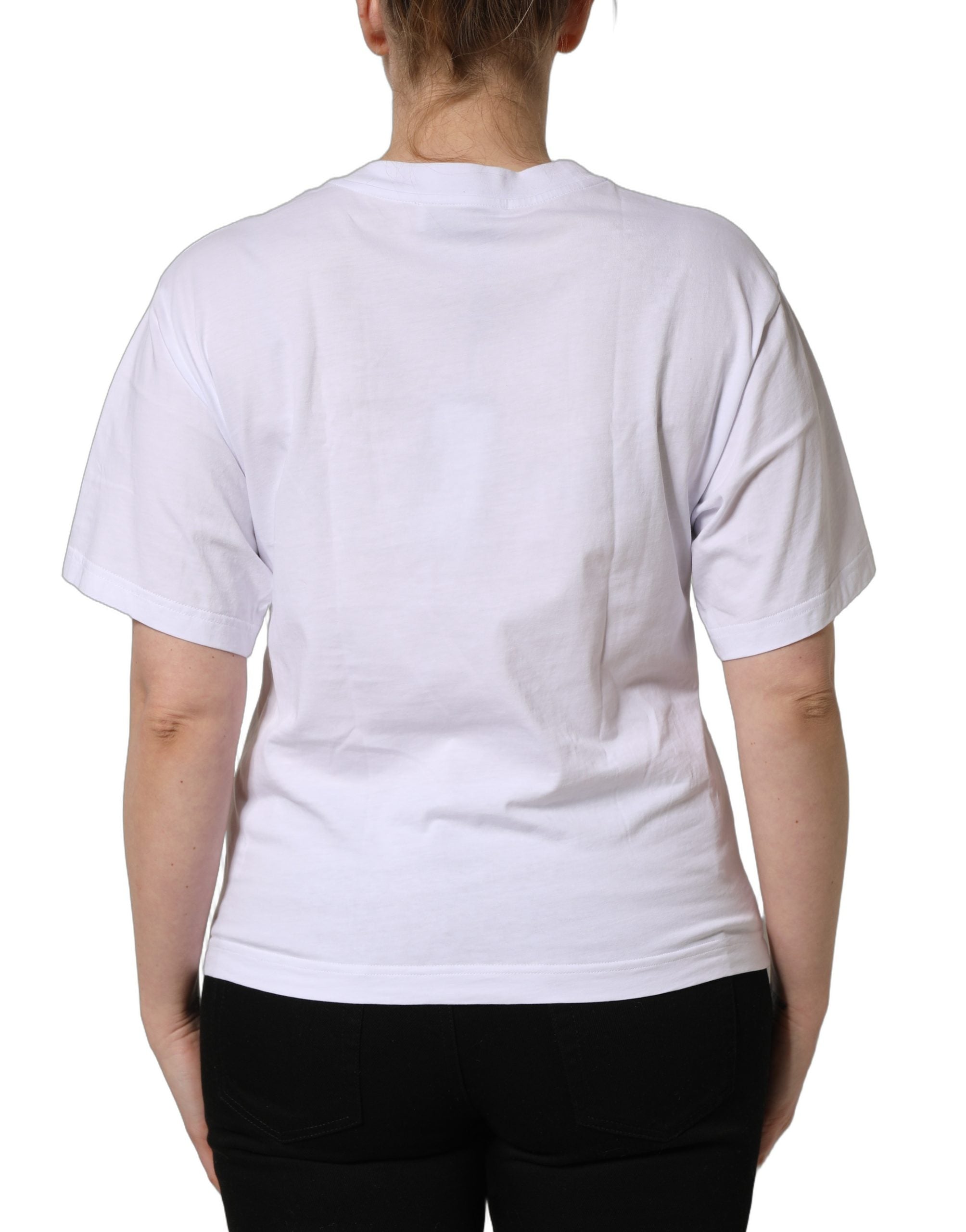 Dolce & Gabbana White Cotton DG Logo Patch Crew Neck T-shirt Dolce & Gabbana