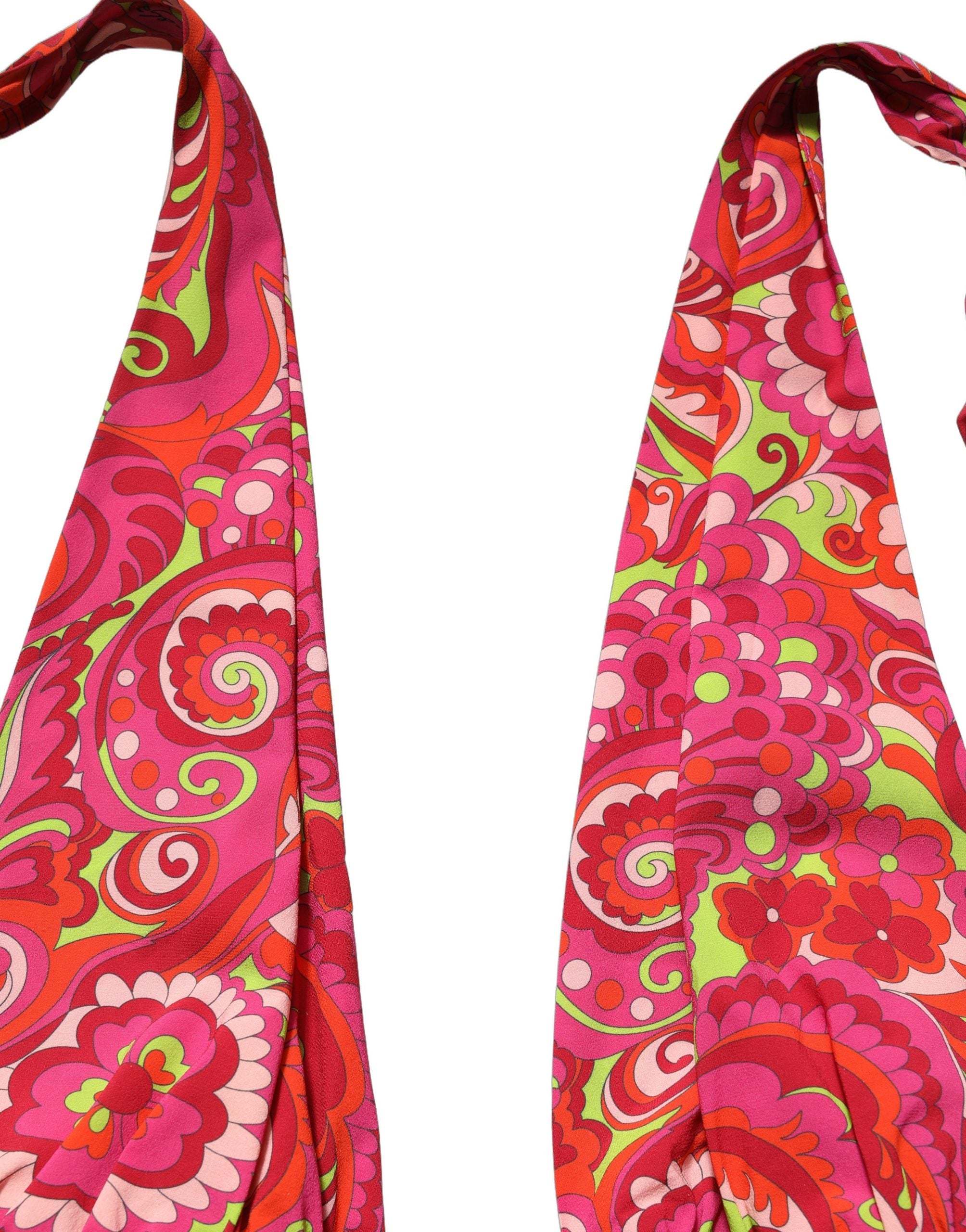 Dolce & Gabbana Red Paisley Silk Halter Neck Crop Tank Top Dolce & Gabbana