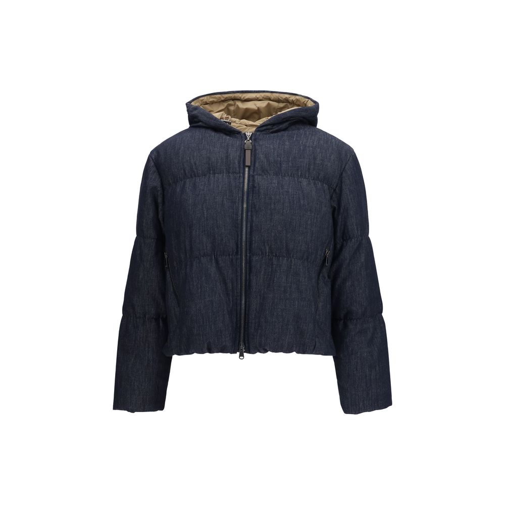 Brunello Cucinelli Blue Cotton Shell Jacket Brunello Cucinelli