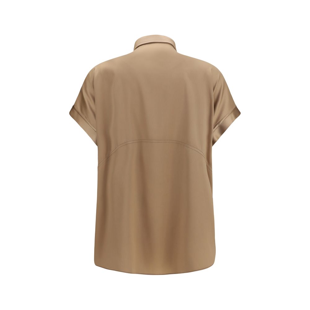 Brunello Cucinelli Beige Silk Shortsleeve Shirt Brunello Cucinelli