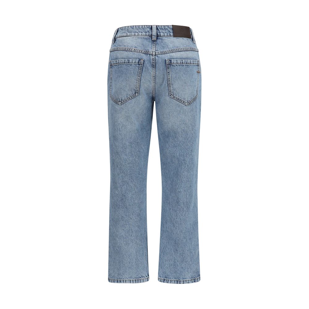 Brunello Cucinelli Blue Cotton Straight-Leg Jeans Brunello Cucinelli