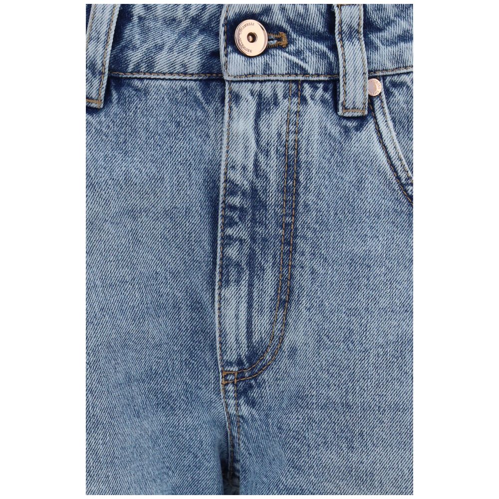 Brunello Cucinelli Blue Cotton Straight-Leg Jeans Brunello Cucinelli