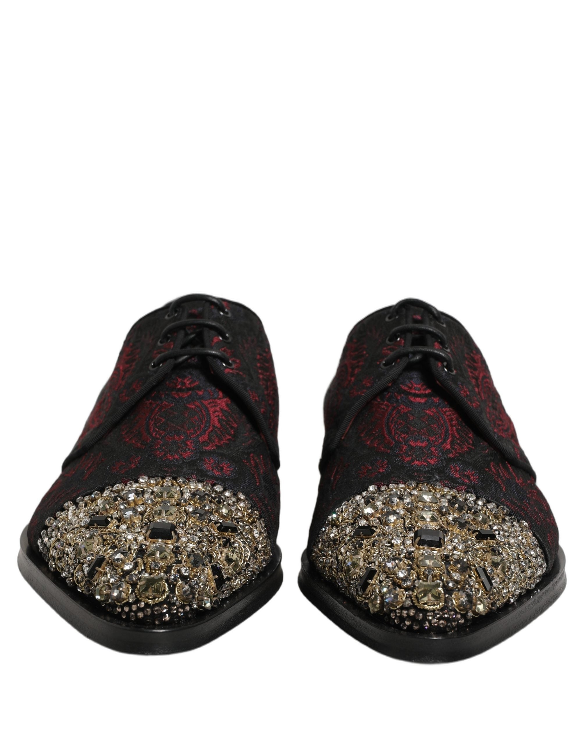 Dolce & Gabbana Black Red Embellished Derby Dress Formal Shoes Dolce & Gabbana