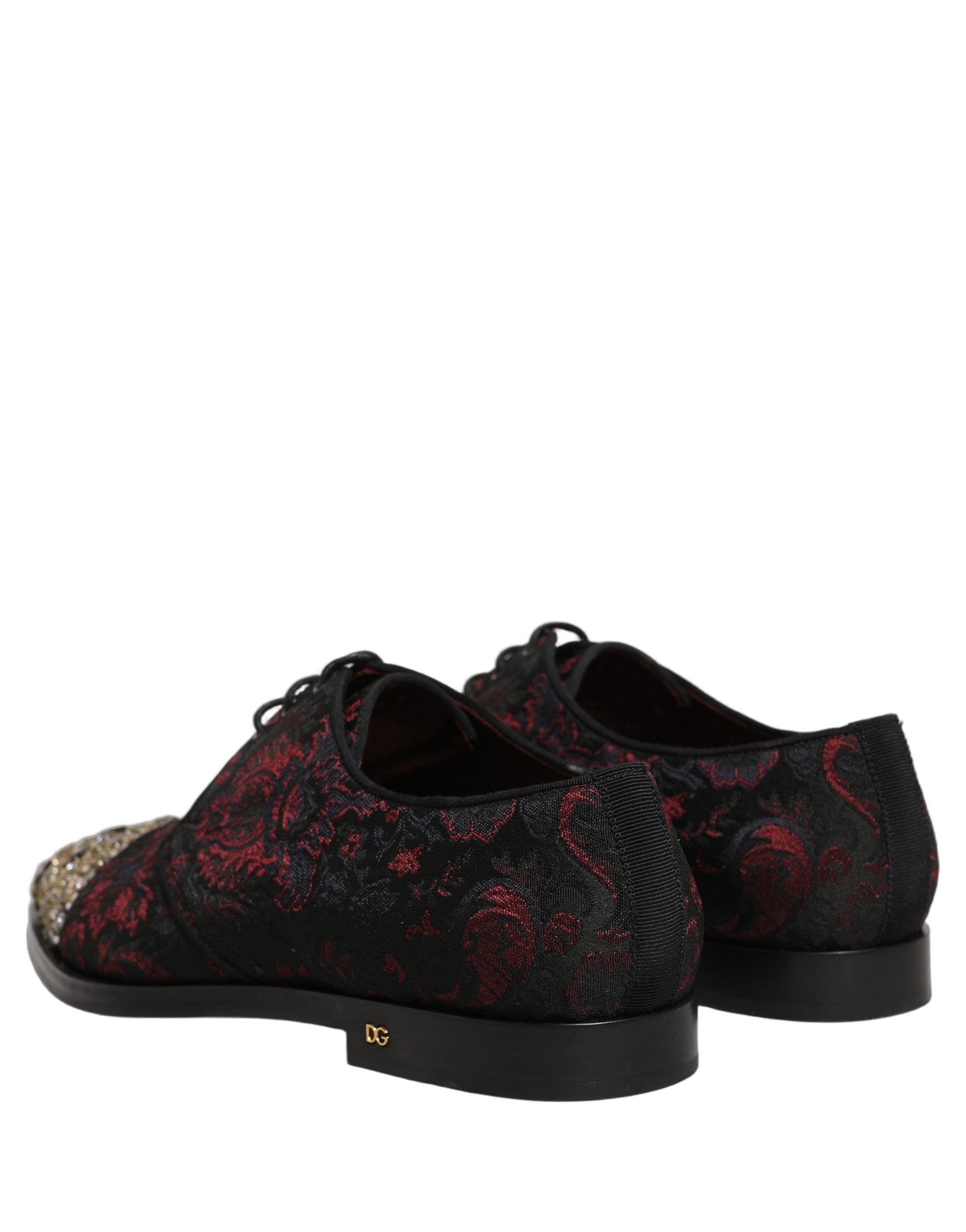 Dolce & Gabbana Black Red Embellished Derby Dress Formal Shoes Dolce & Gabbana