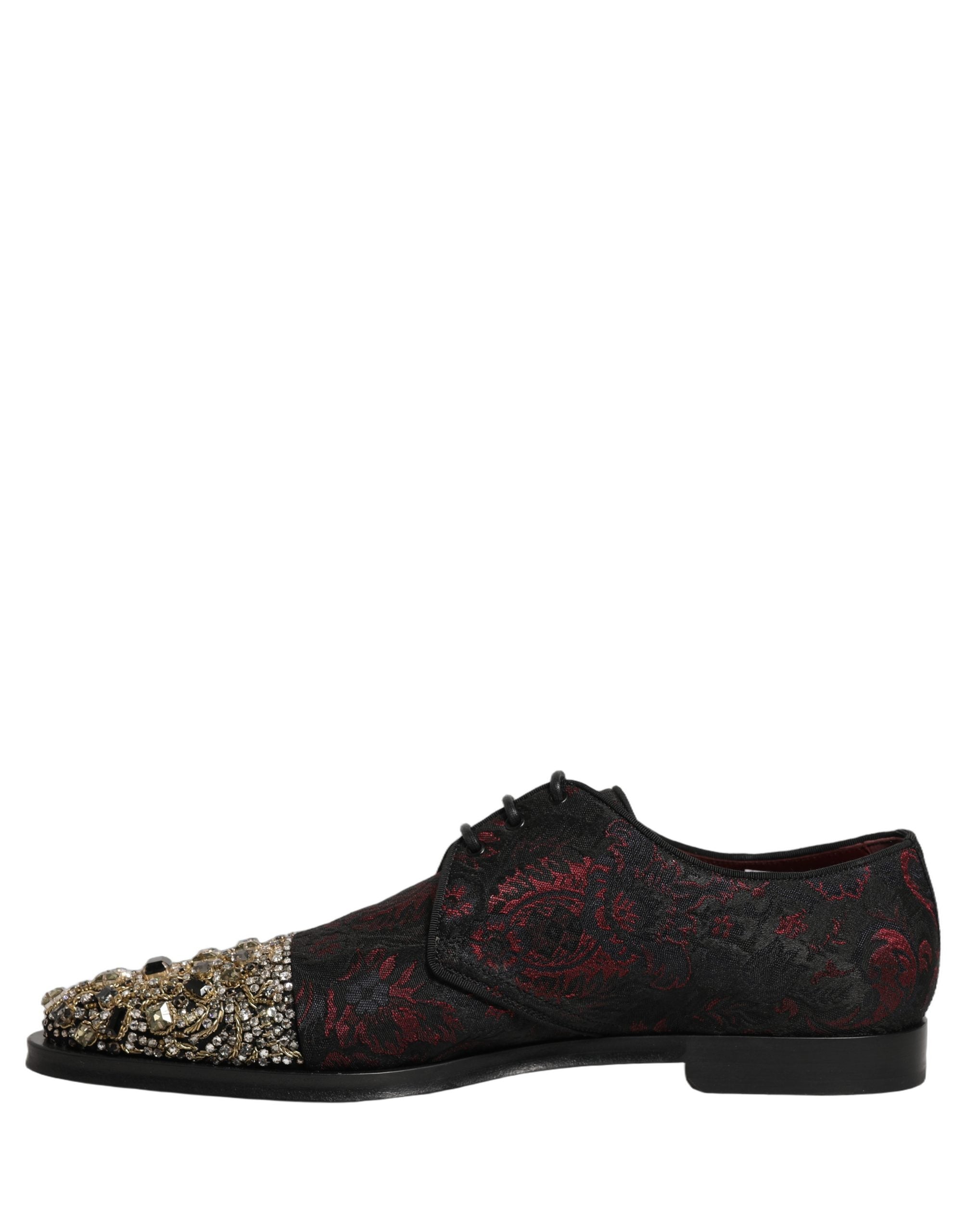 Dolce & Gabbana Black Red Embellished Derby Dress Formal Shoes Dolce & Gabbana