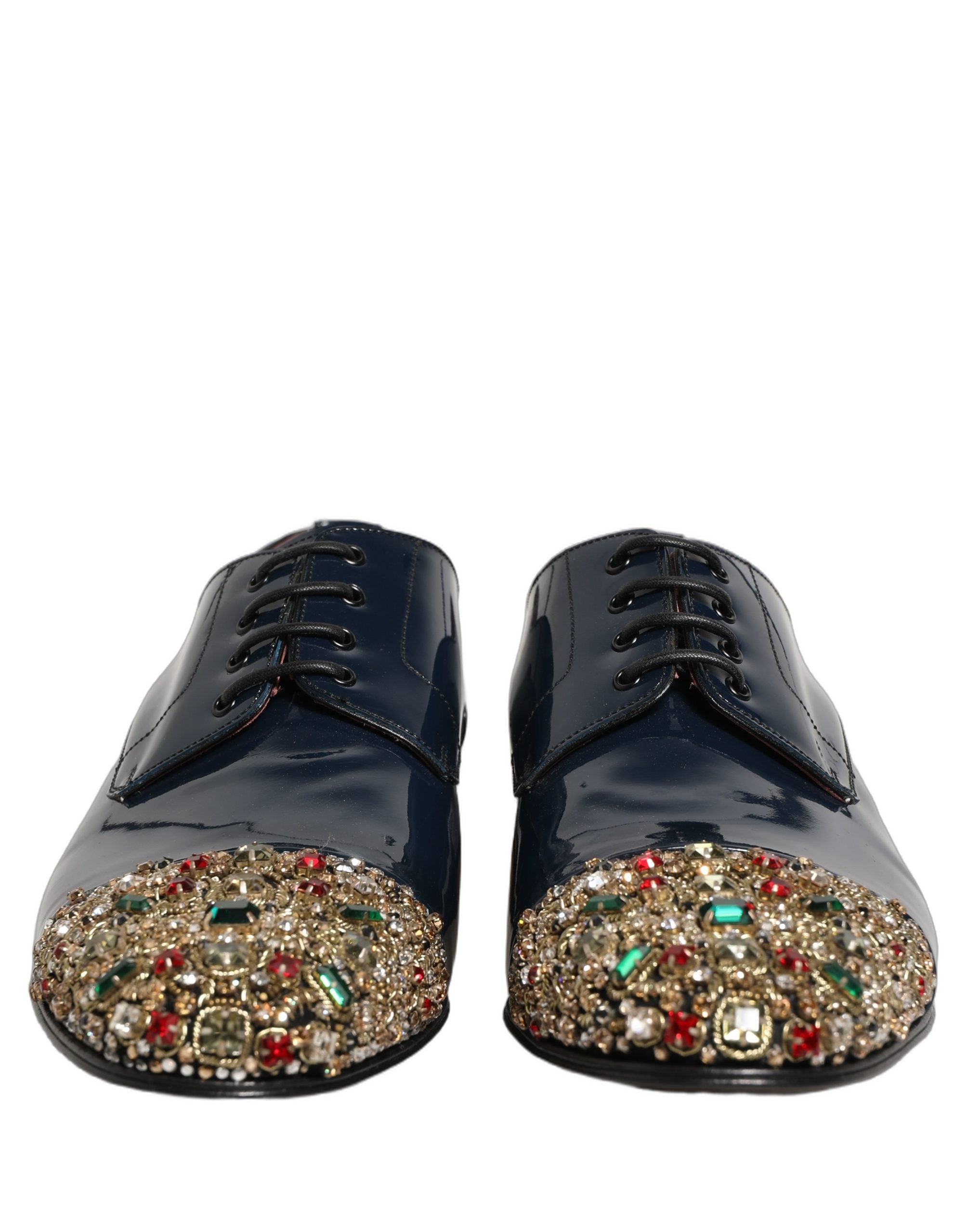 Dolce & Gabbana Blue Embellished Men Derby Dress Formal Shoes Dolce & Gabbana