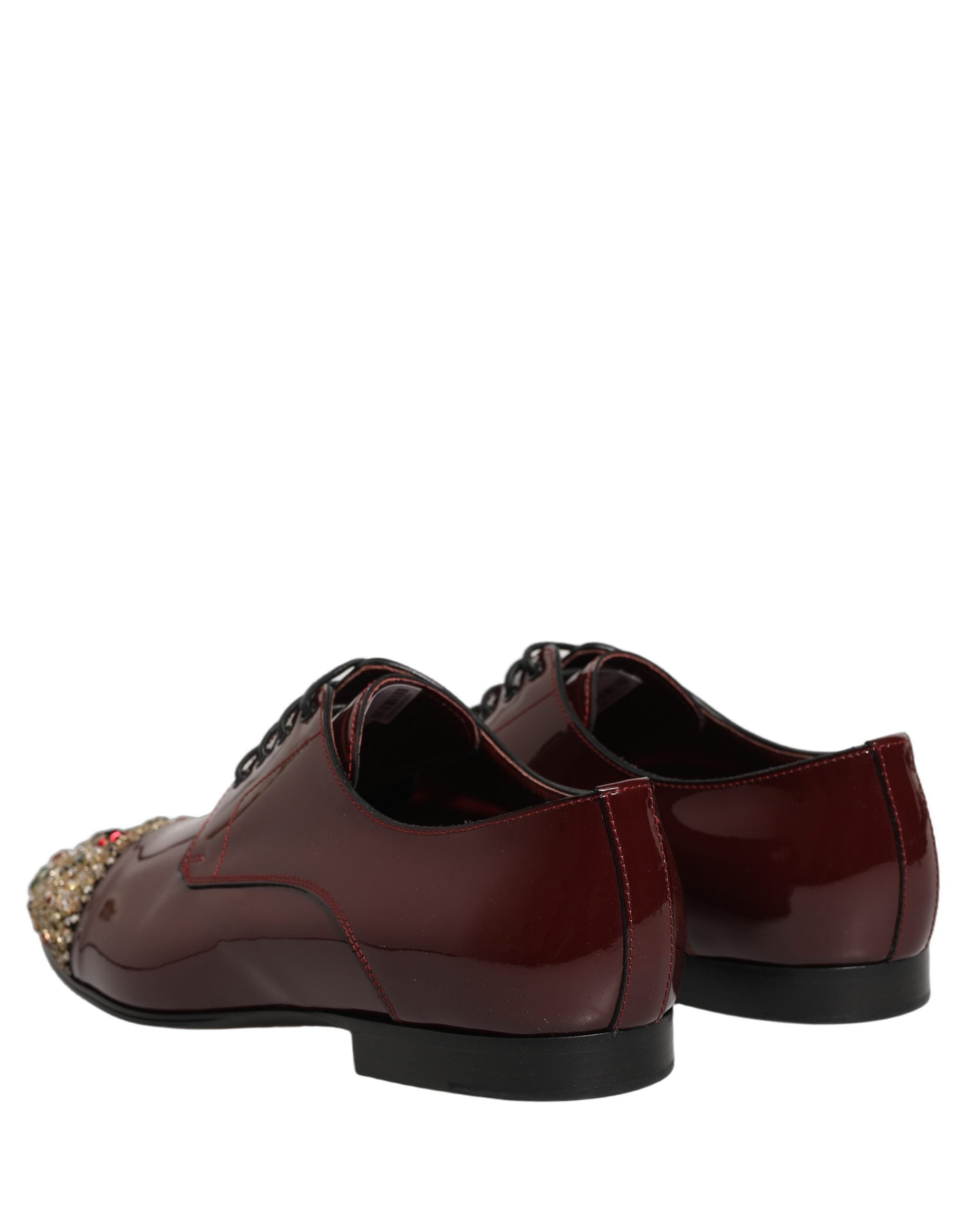 Dolce & Gabbana Maroon Embellished Derby Dress Formal Shoes Dolce & Gabbana