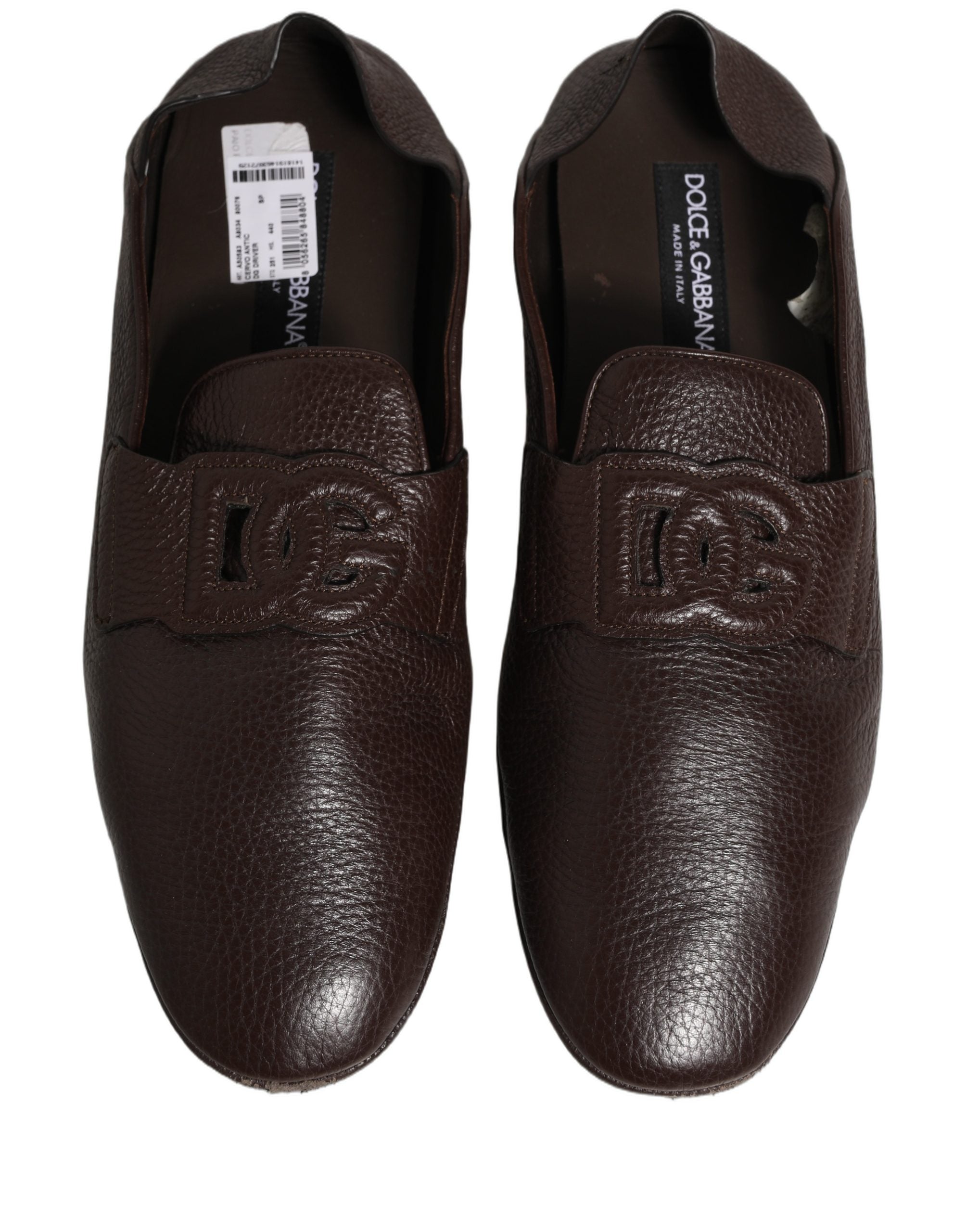 Dolce & Gabbana Brown Deerskin Leather Driver Loafers Shoes Dolce & Gabbana