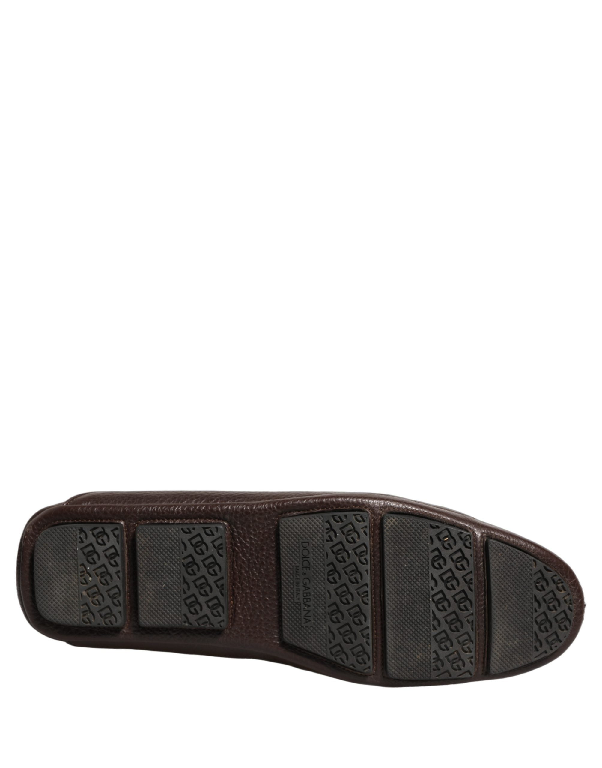 Dolce & Gabbana Brown Deerskin Leather Driver Loafers Shoes Dolce & Gabbana