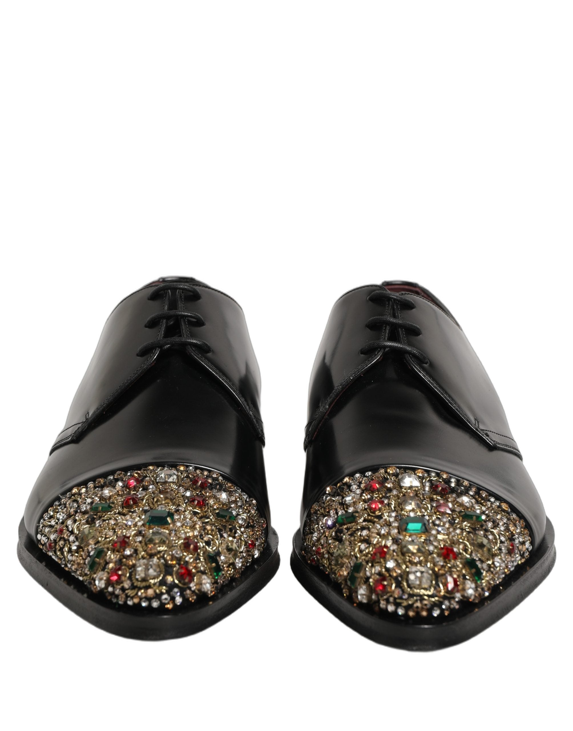 Dolce & Gabbana Black Embellished Derby Dress Formal Shoes Dolce & Gabbana