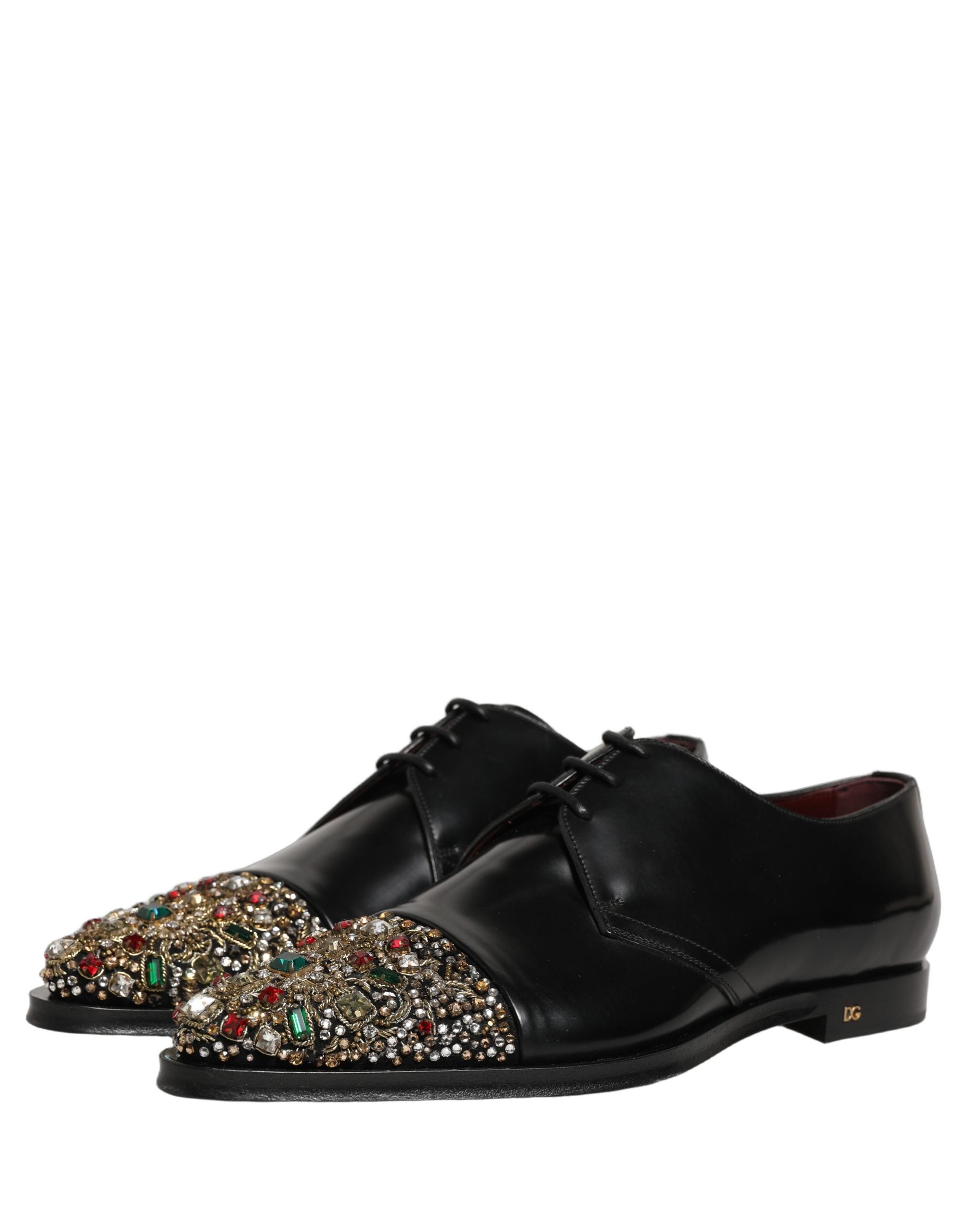 Dolce & Gabbana Black Embellished Derby Dress Formal Shoes Dolce & Gabbana