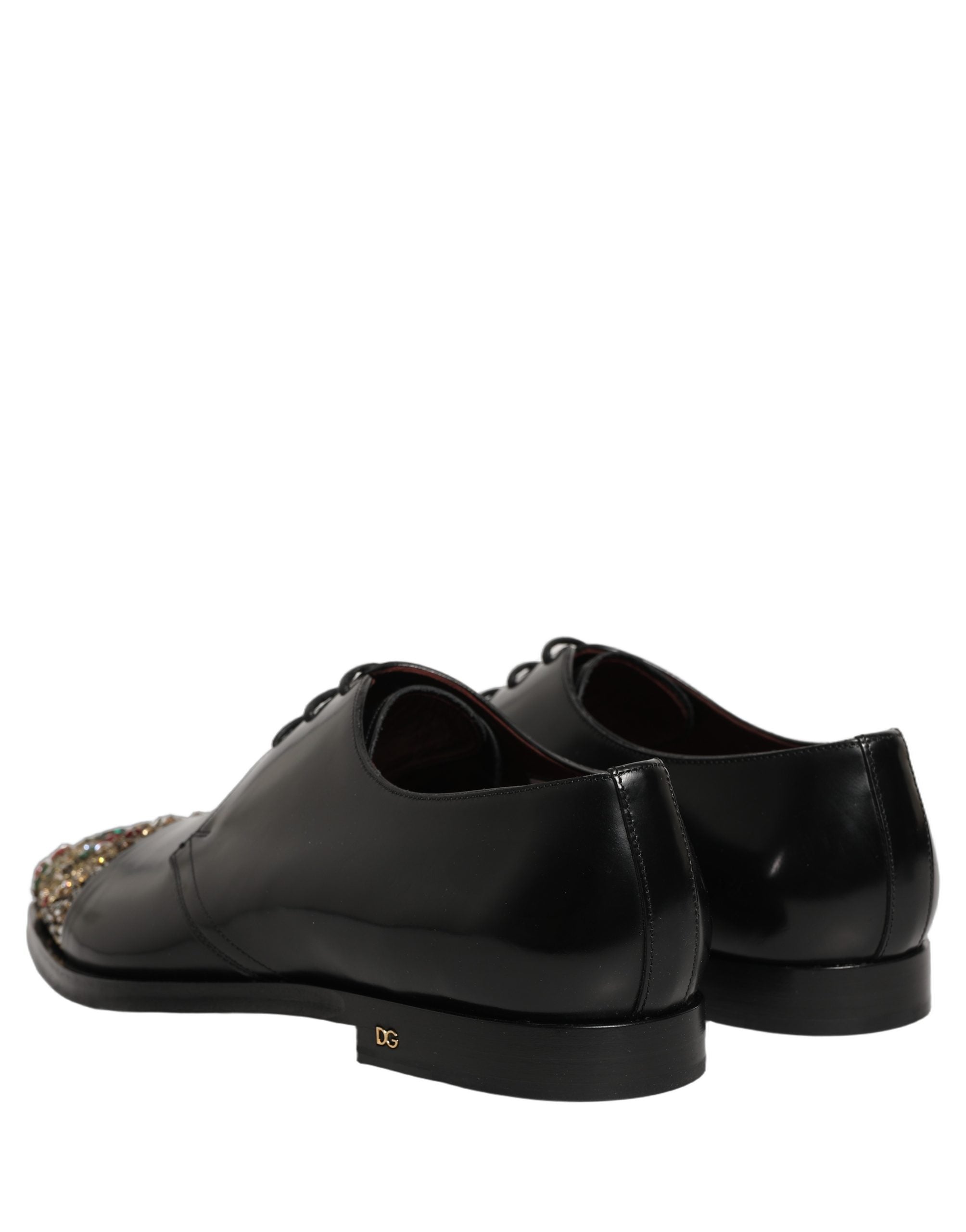 Dolce & Gabbana Black Embellished Derby Dress Formal Shoes Dolce & Gabbana
