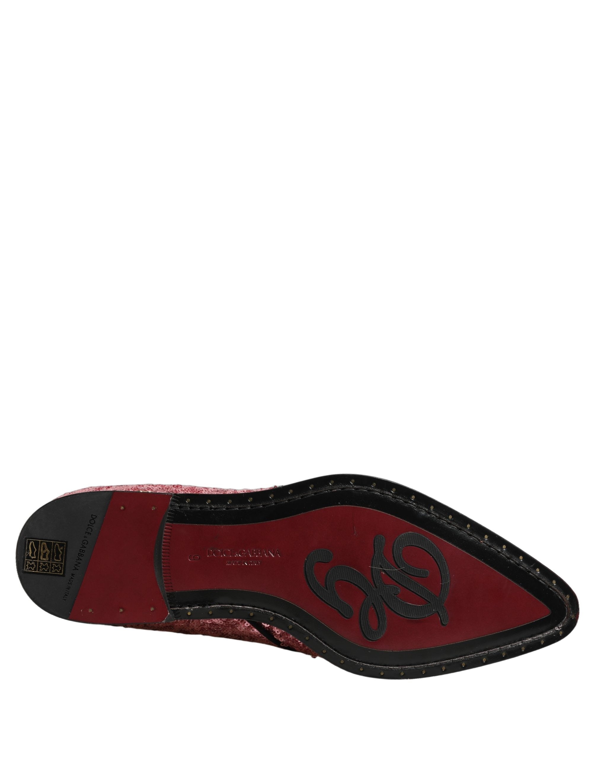 Dolce & Gabbana Pink Sequin Embellished Men Derby Dress Shoes Dolce & Gabbana