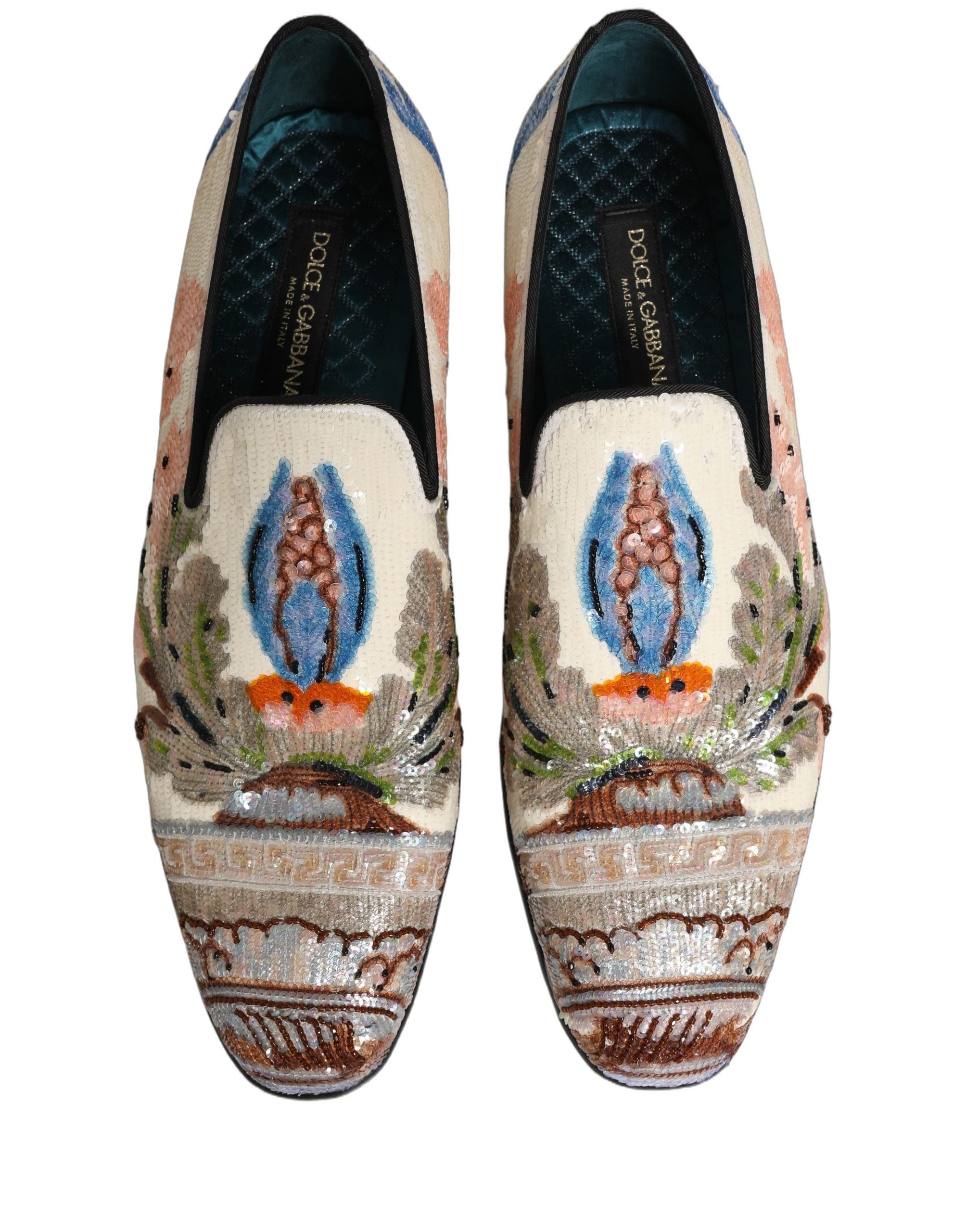 Dolce & Gabbana Multicolor Sequin Embroidered Loafers Shoes Dolce & Gabbana