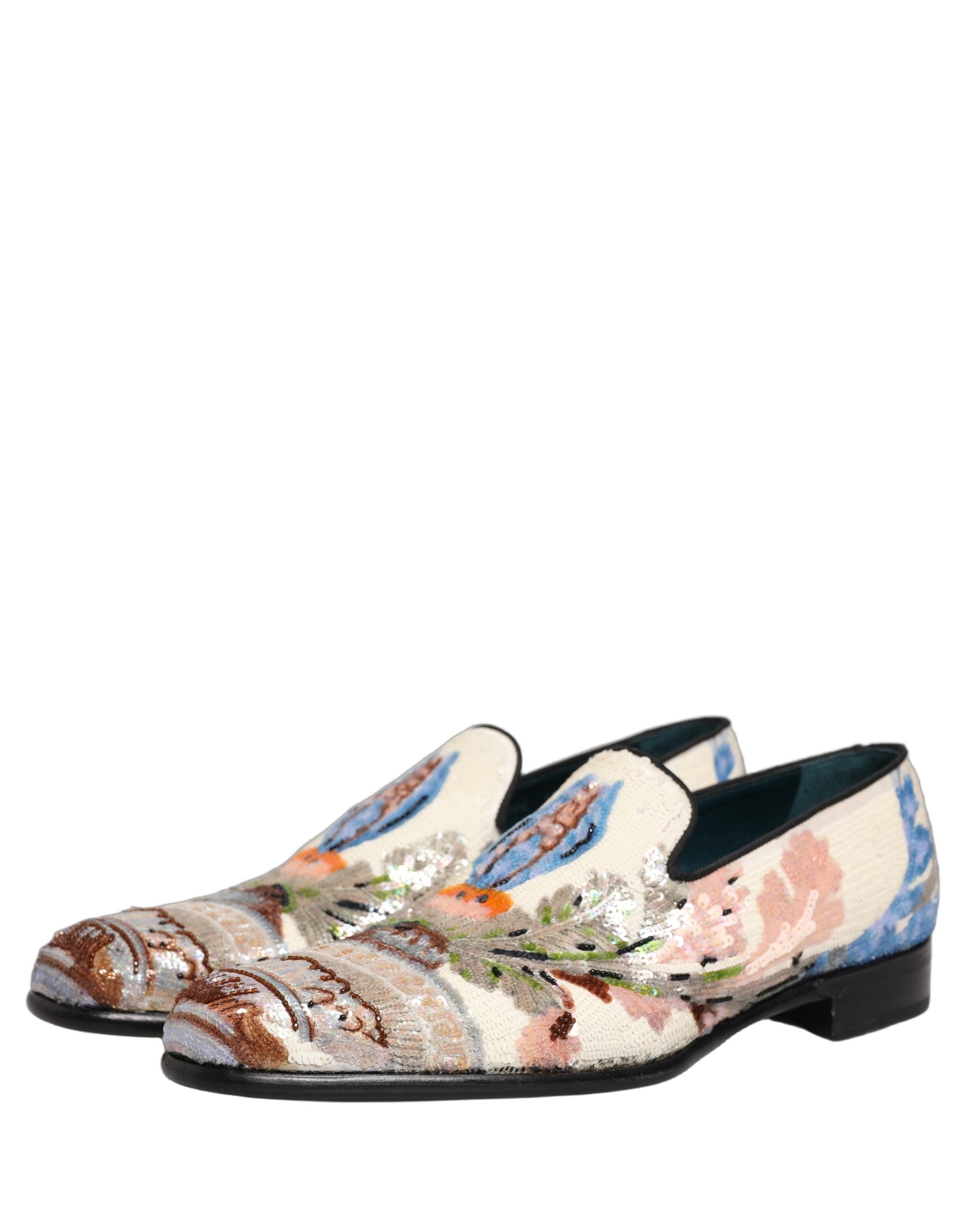Dolce & Gabbana Multicolor Sequin Embroidered Loafers Shoes Dolce & Gabbana