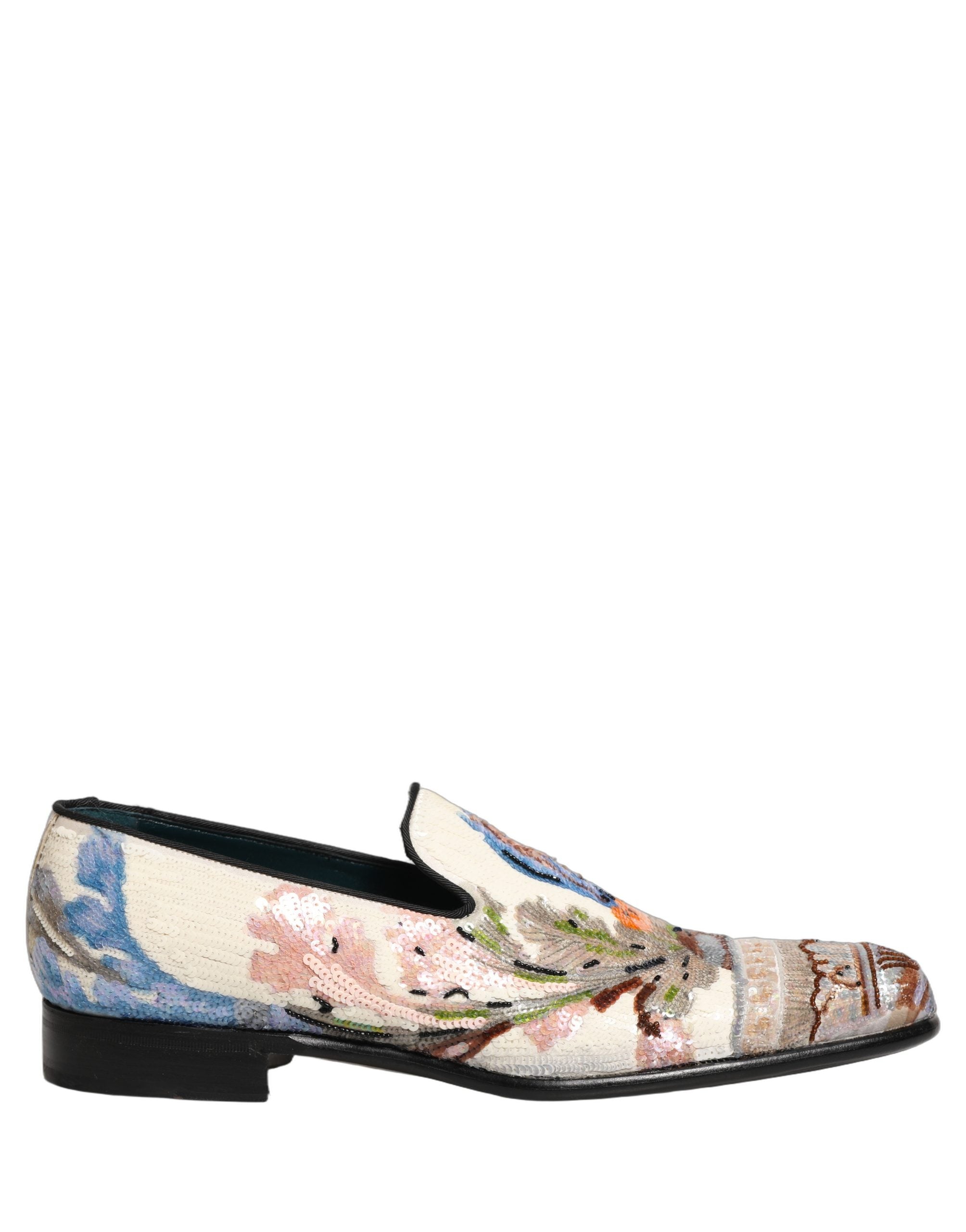 Dolce & Gabbana Multicolor Sequin Embroidered Loafers Shoes Dolce & Gabbana