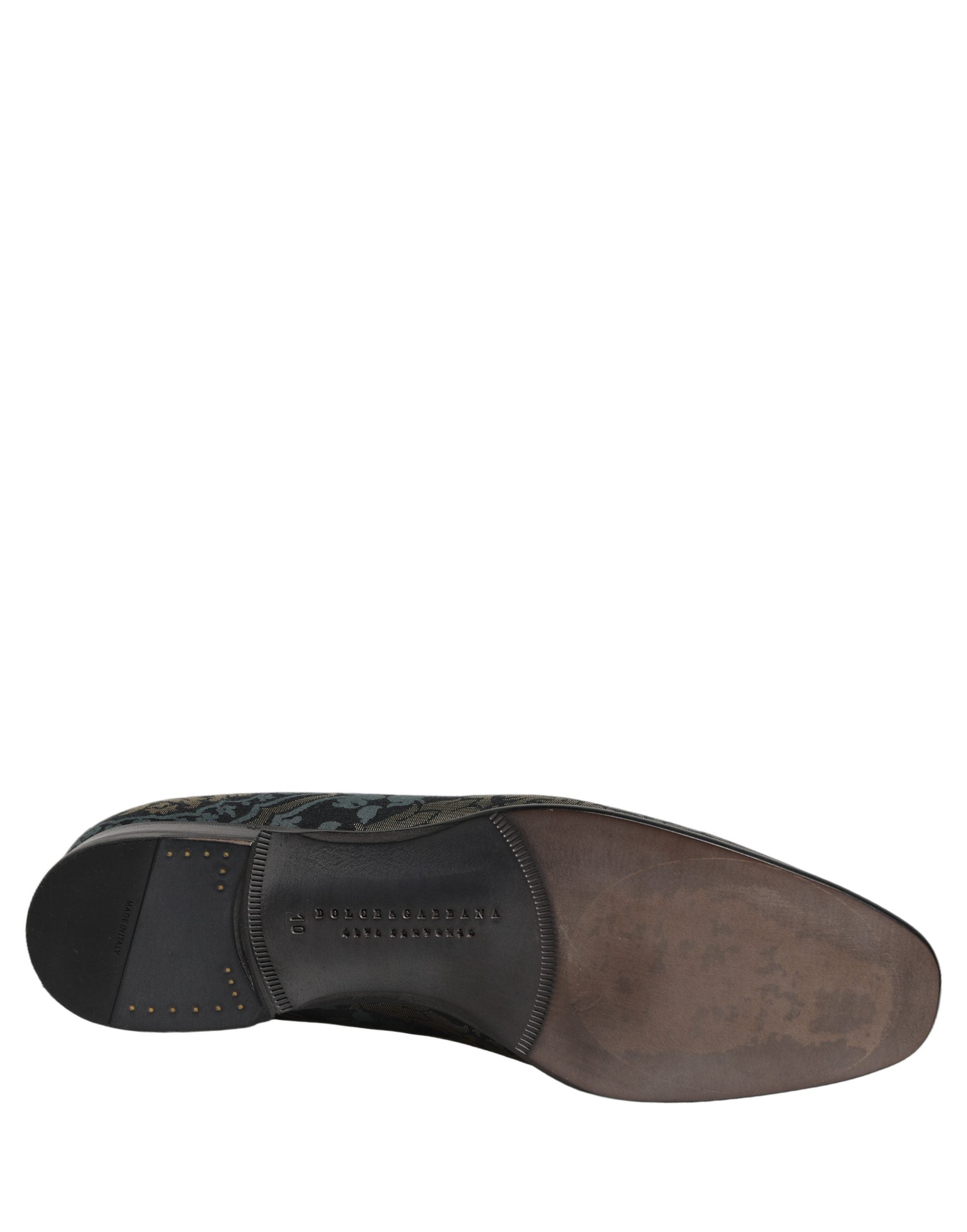 Dolce & Gabbana Black Floral Brocade Slip On Loafers Shoes Dolce & Gabbana