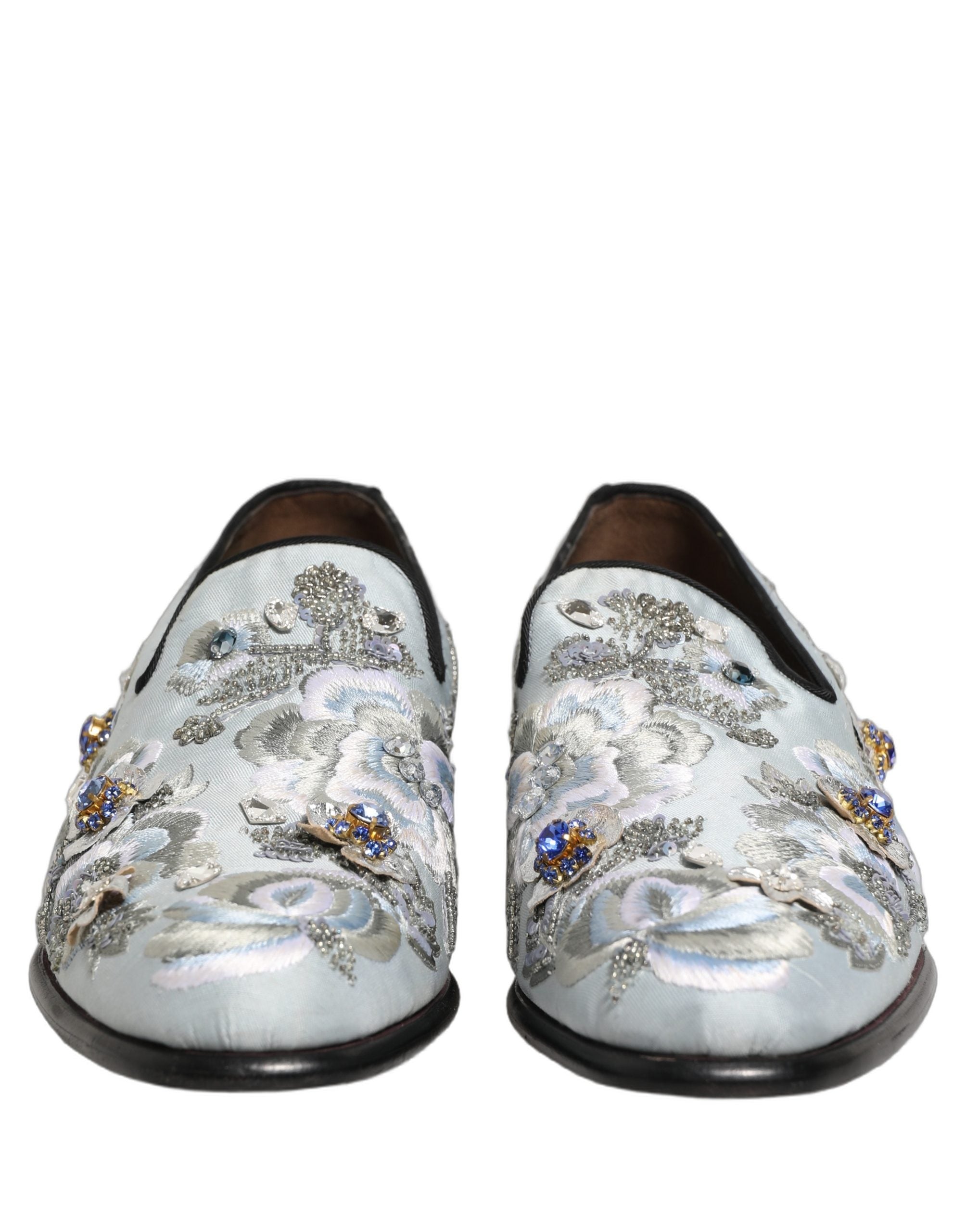 Dolce & Gabbana White Floral Embellished Men Loafers  Shoes Dolce & Gabbana