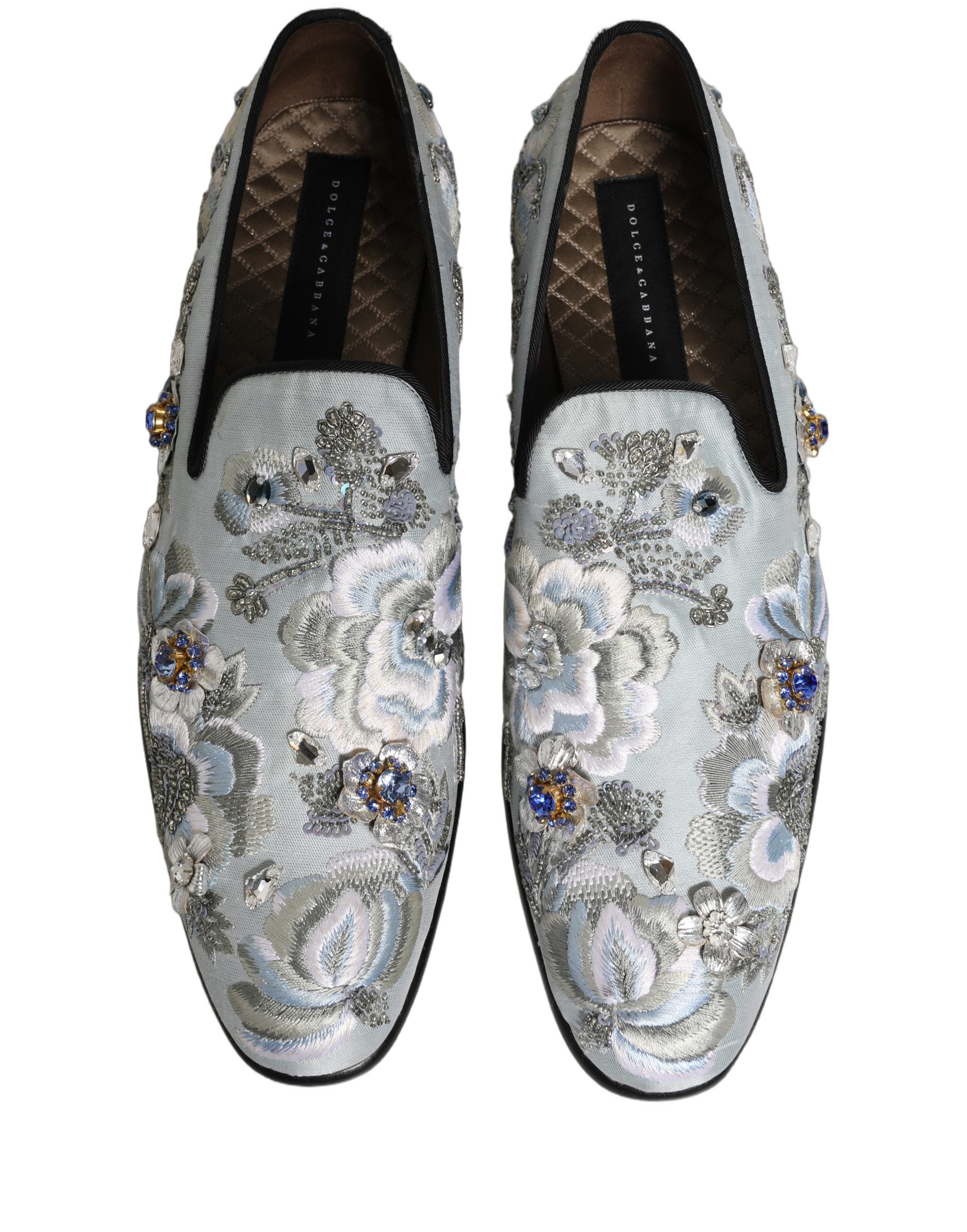 Dolce & Gabbana White Floral Embellished Men Loafers  Shoes Dolce & Gabbana