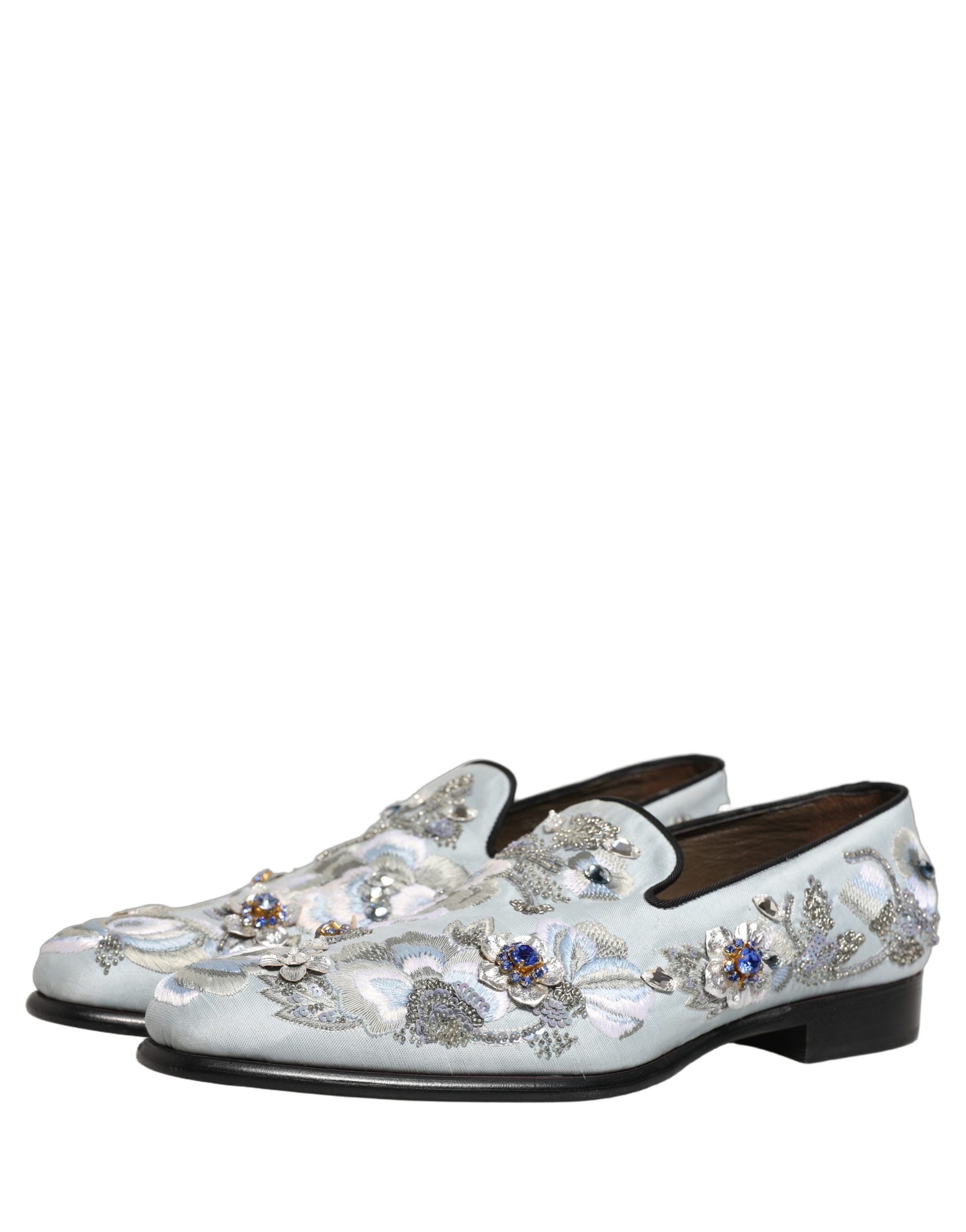 Dolce & Gabbana White Floral Embellished Men Loafers  Shoes Dolce & Gabbana