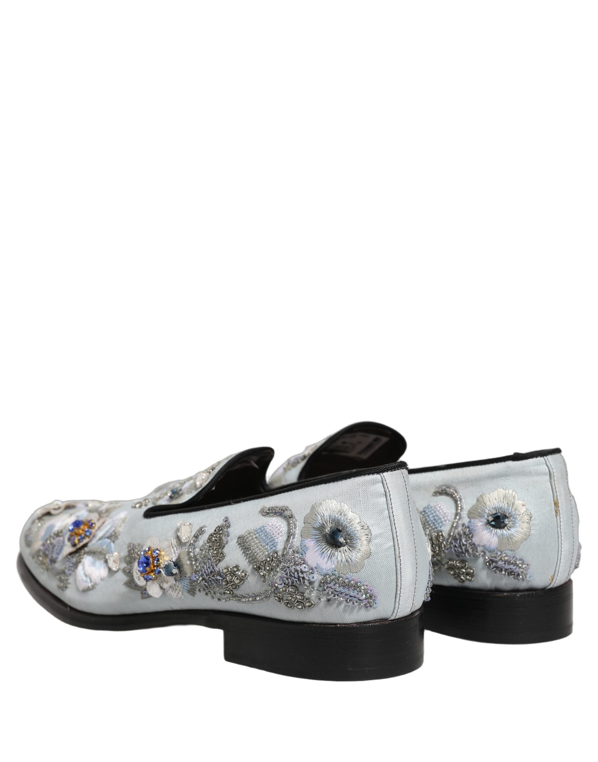 Dolce & Gabbana White Floral Embellished Men Loafers  Shoes Dolce & Gabbana
