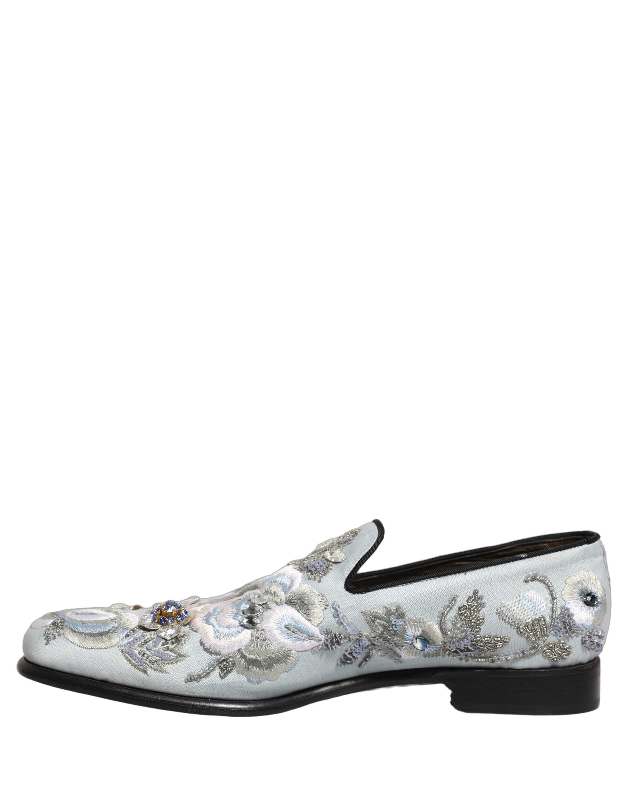 Dolce & Gabbana White Floral Embellished Men Loafers  Shoes Dolce & Gabbana