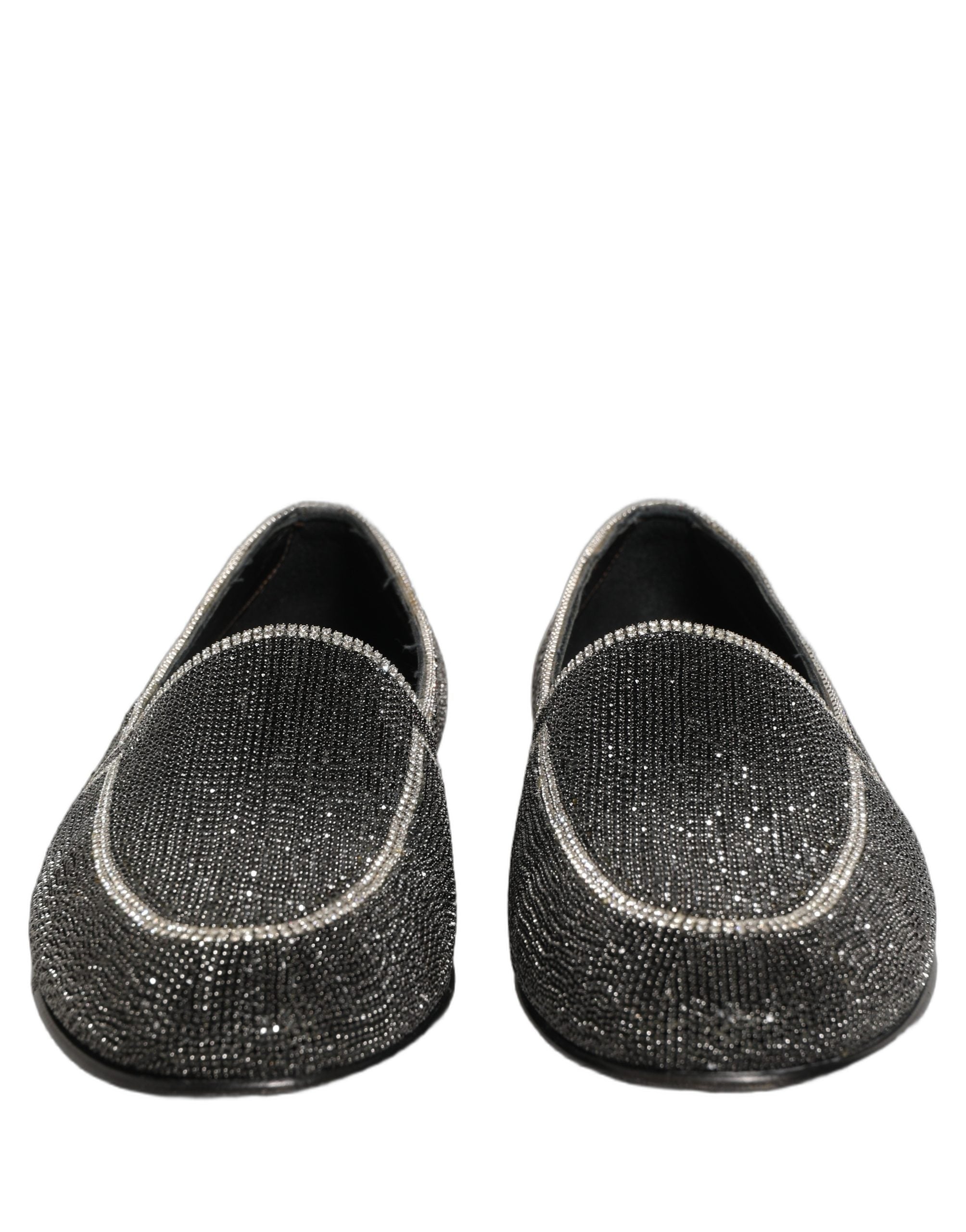 Dolce & Gabbana Black Crystal Embellished Men Loafers Shoes Dolce & Gabbana