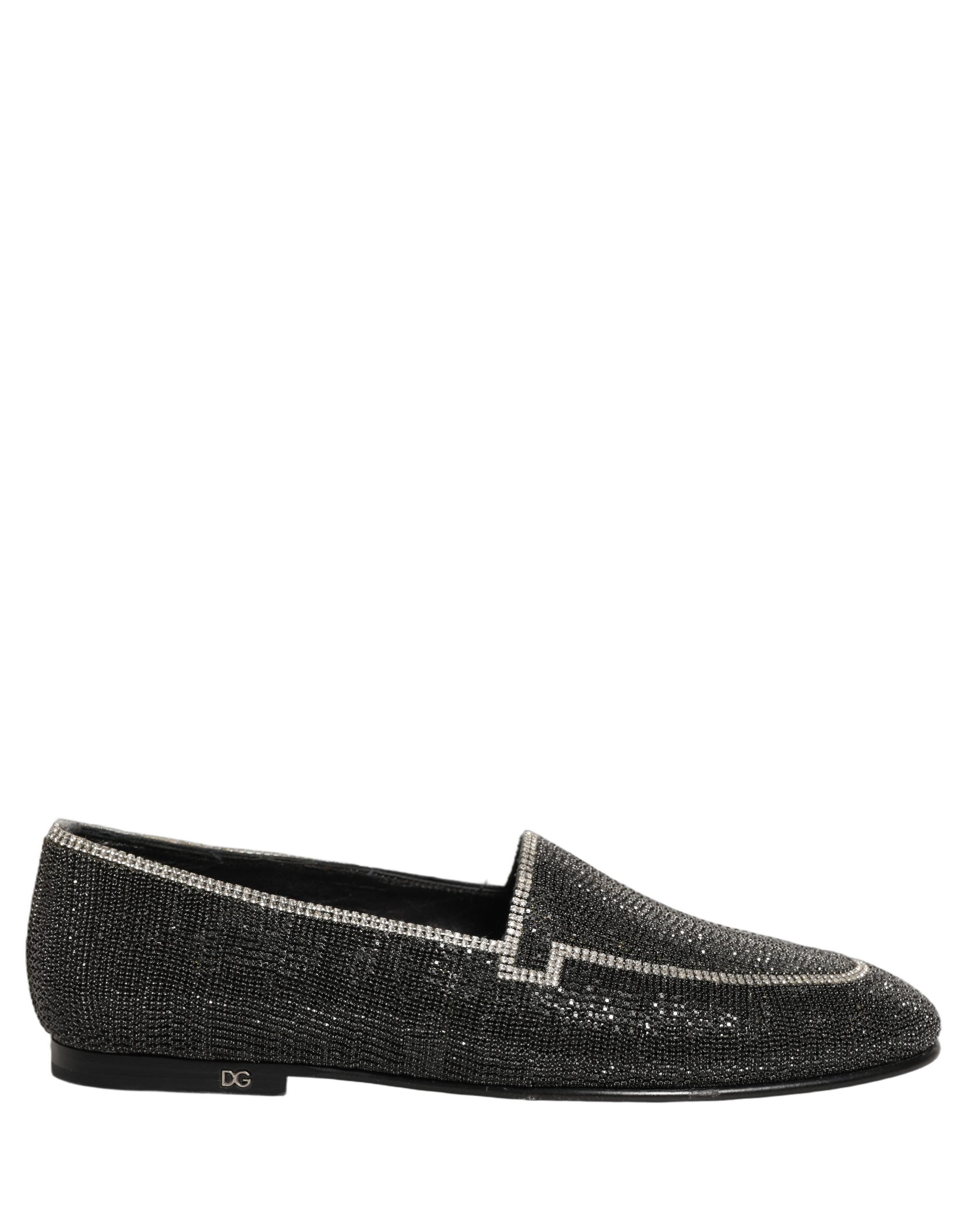 Dolce & Gabbana Black Crystal Embellished Men Loafers Shoes Dolce & Gabbana