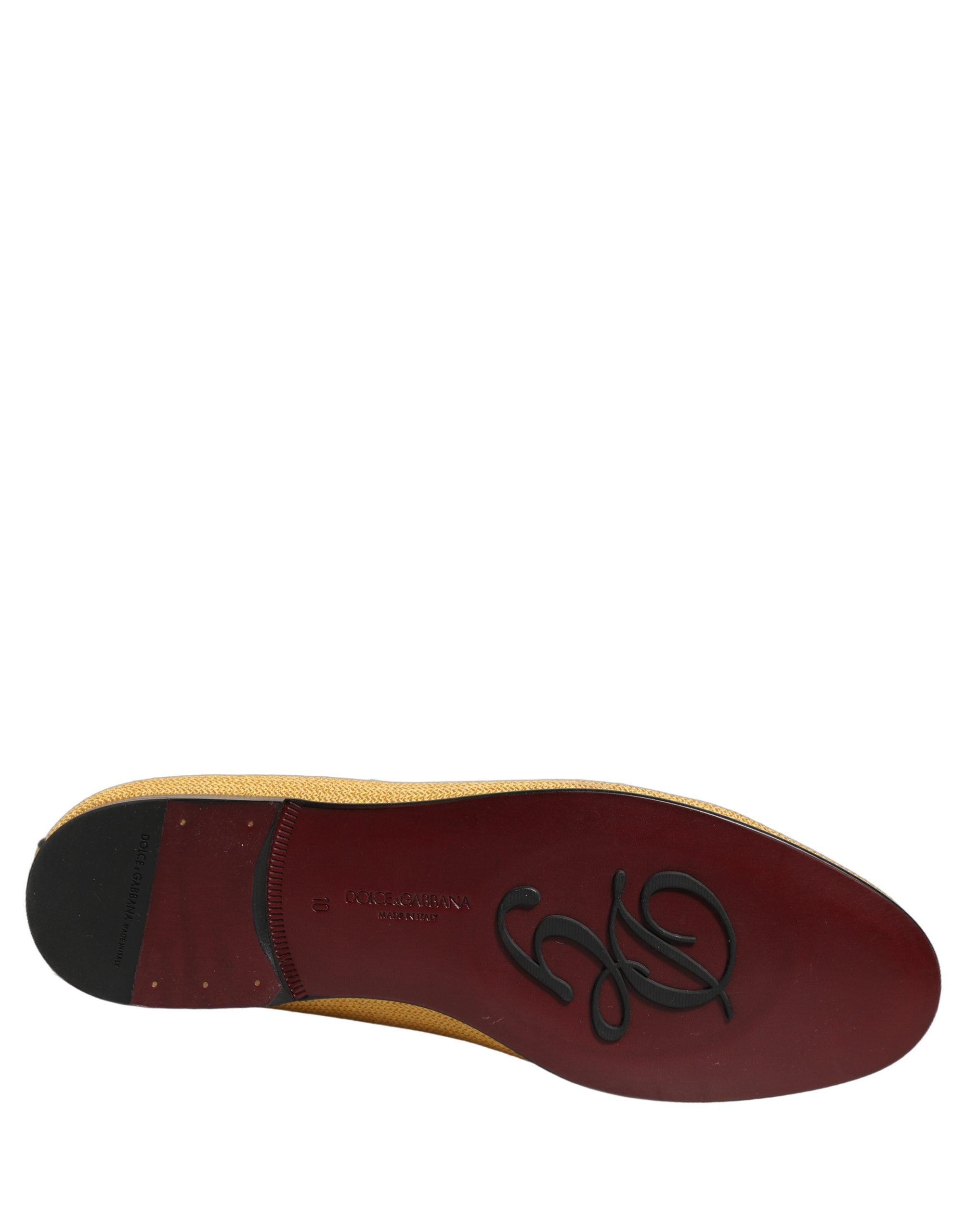 Dolce & Gabbana Yellow Woven Men Slip On Dress Loafers Shoes Dolce & Gabbana